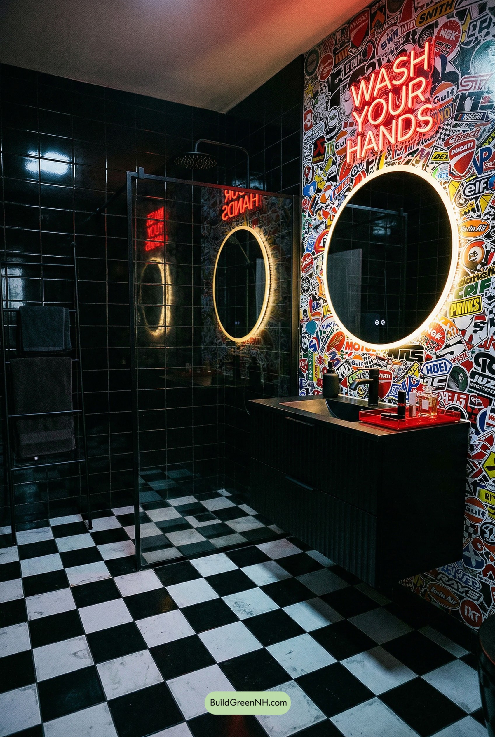 Neon Punk Bathroom, Club-Ready Swagger