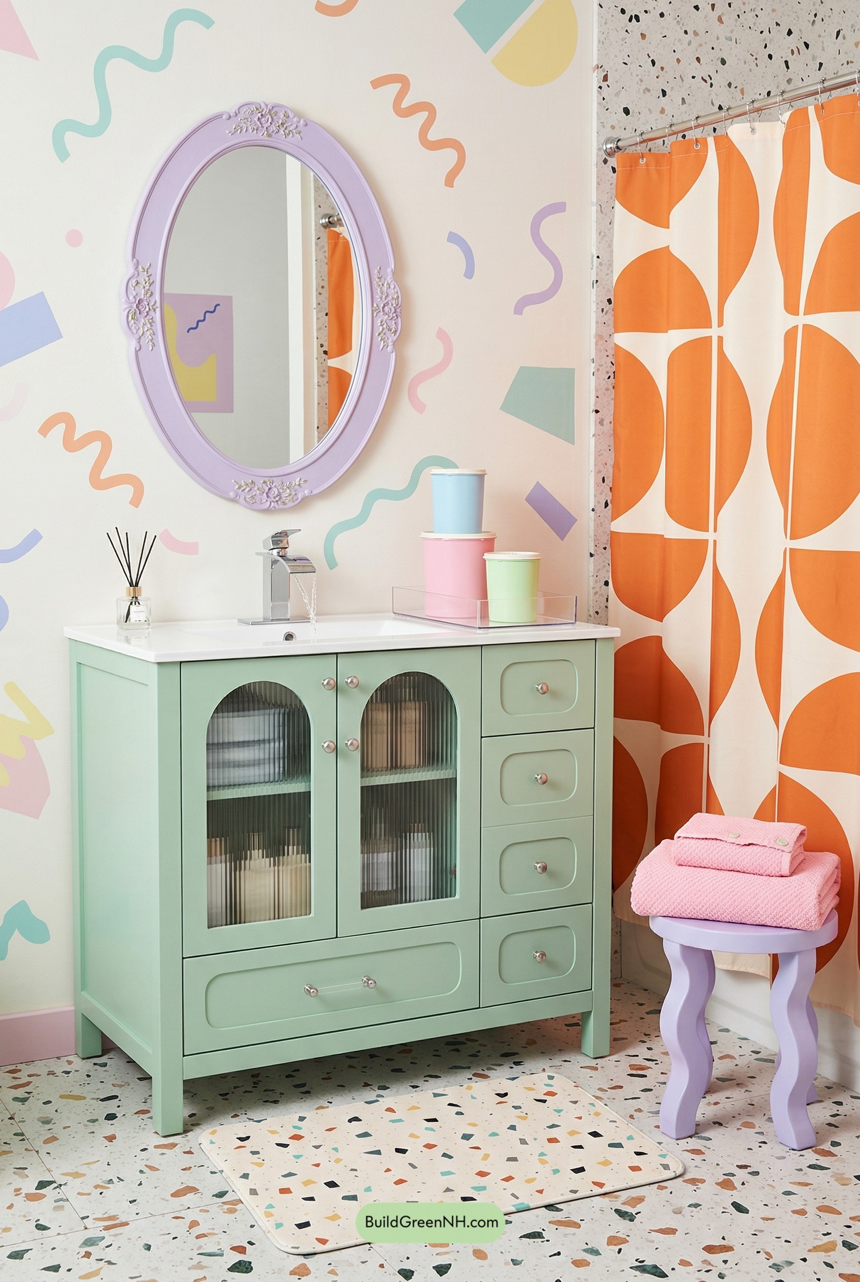 Pastel Memphis Bathroom, Set-Ready Fun