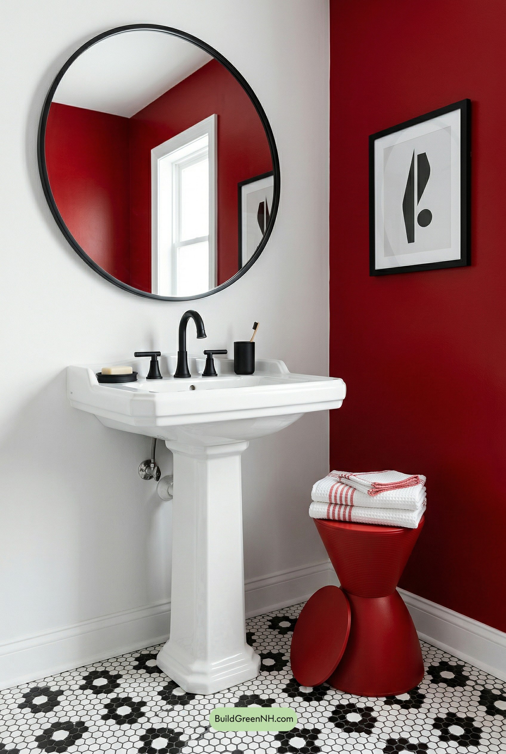 Crimson Accent, Classic Sink, Modern Edge
