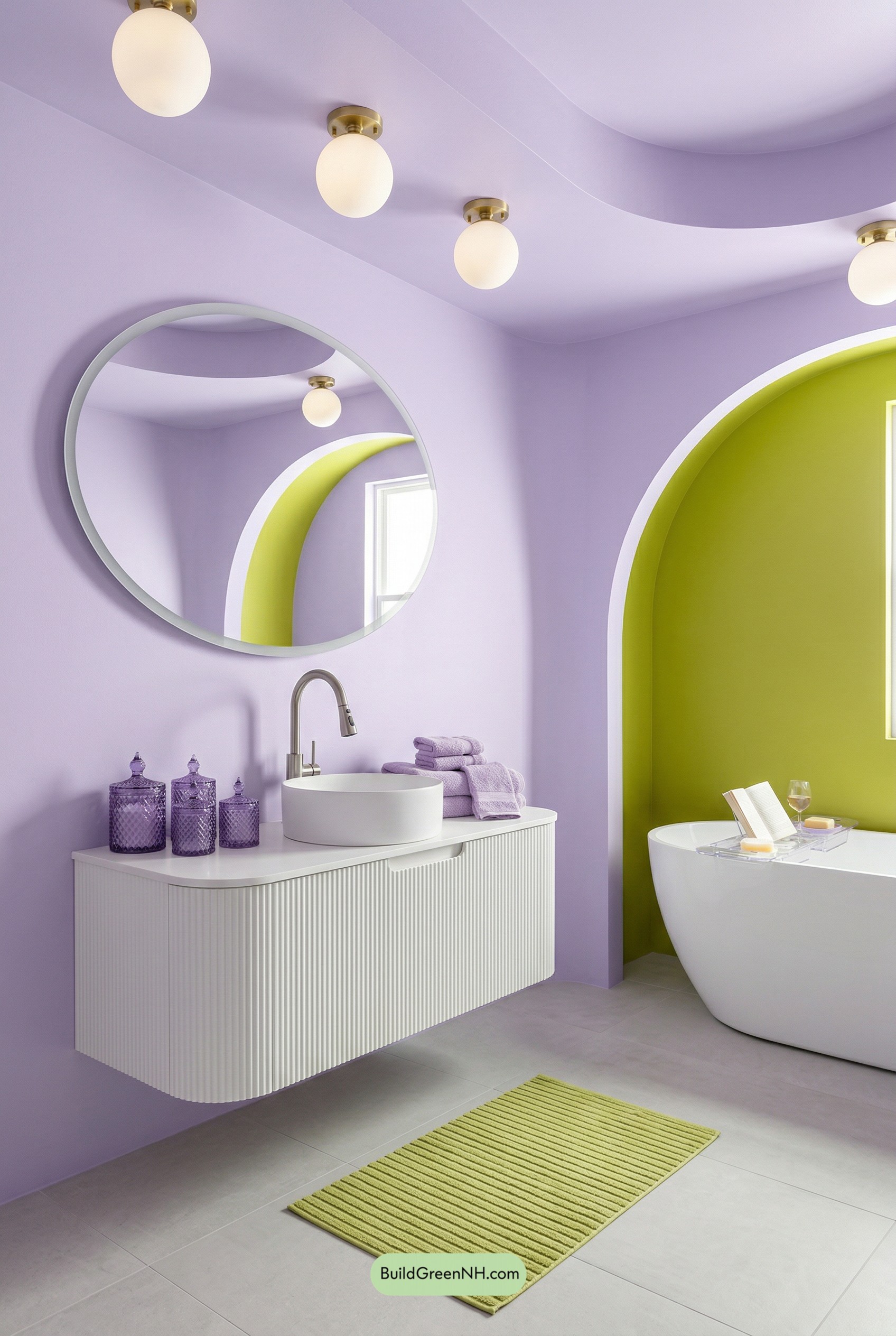 Lavender Curves, Chartreuse Punch Bathroom