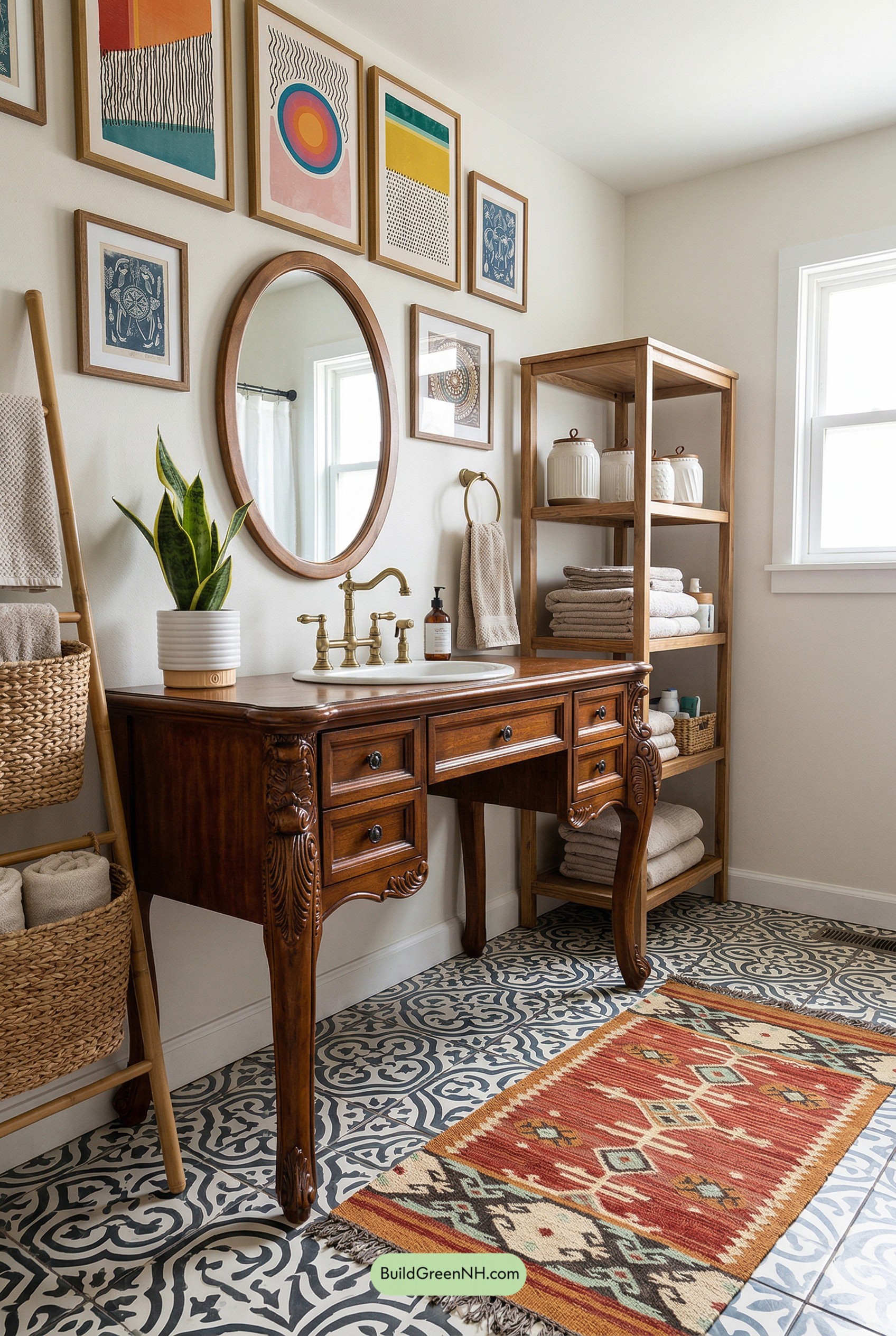 Collected Boho Vanity with Global Gallery Wall