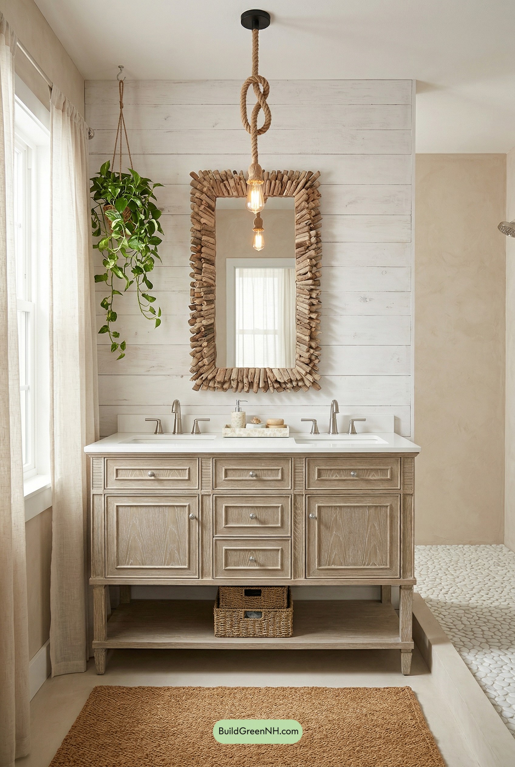 Driftwood Mirror, Sand-Toned Boho Vanity