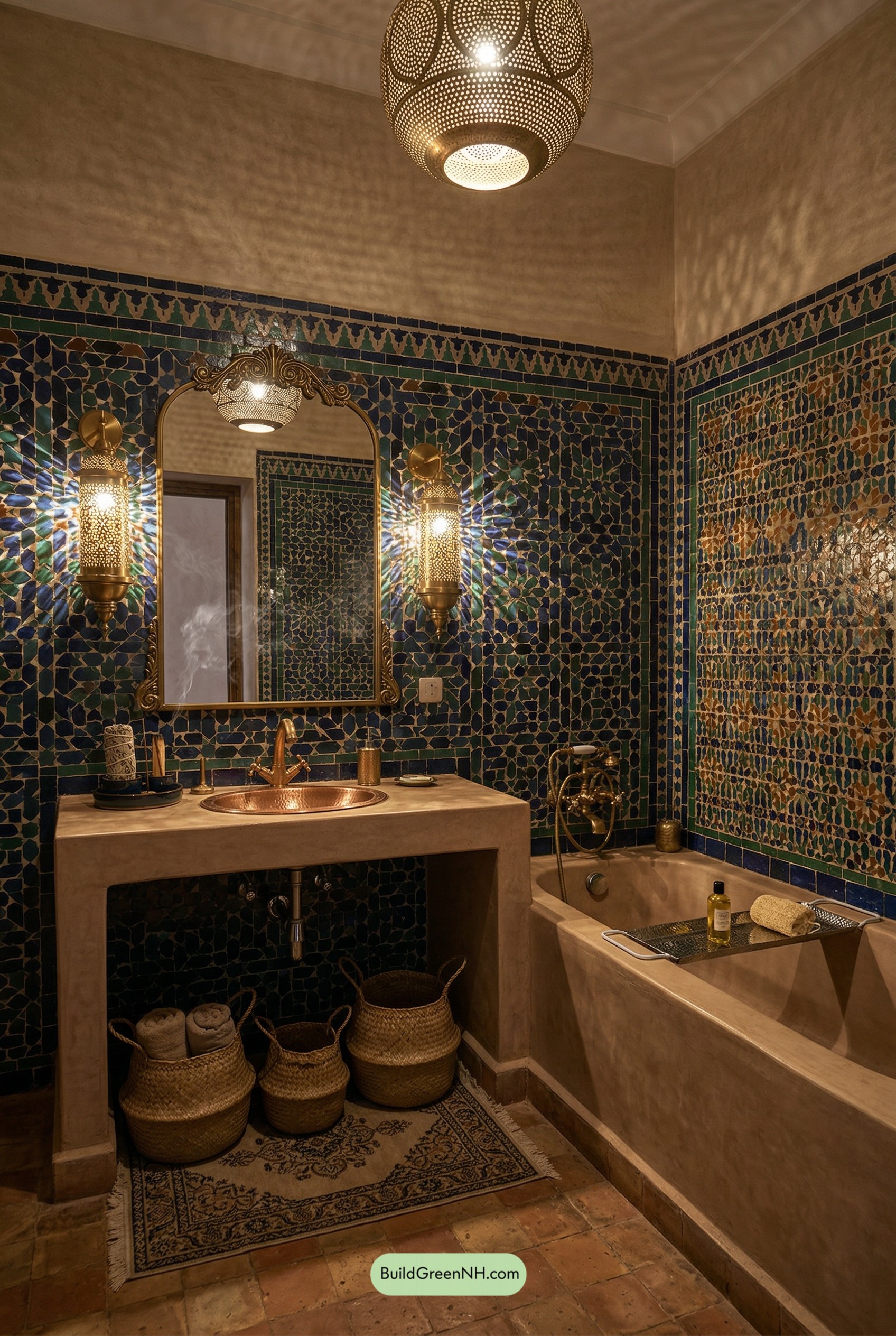 Moroccan Riad Jewel-Box Bathroom