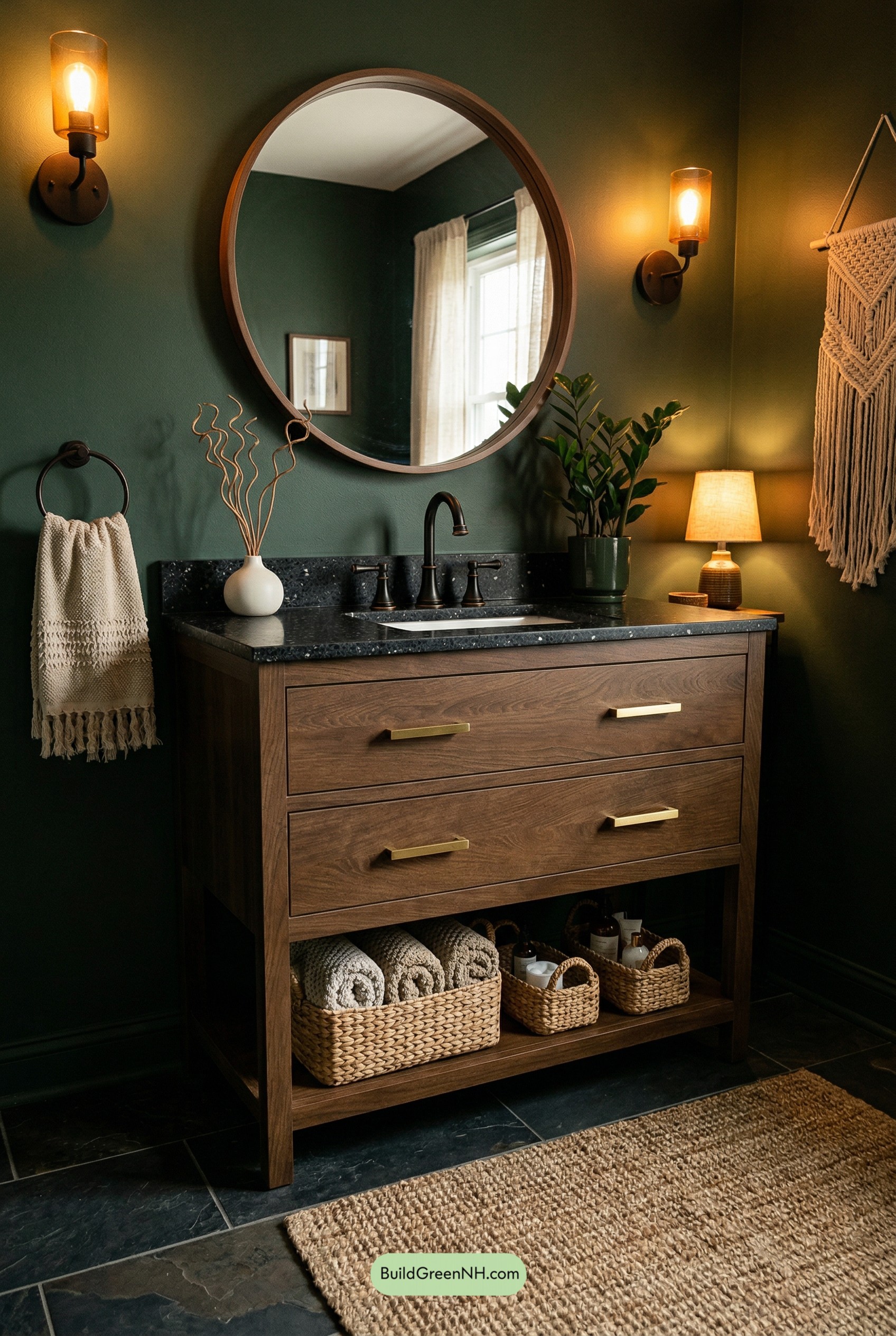 Moody Green Boho Vanity Glow