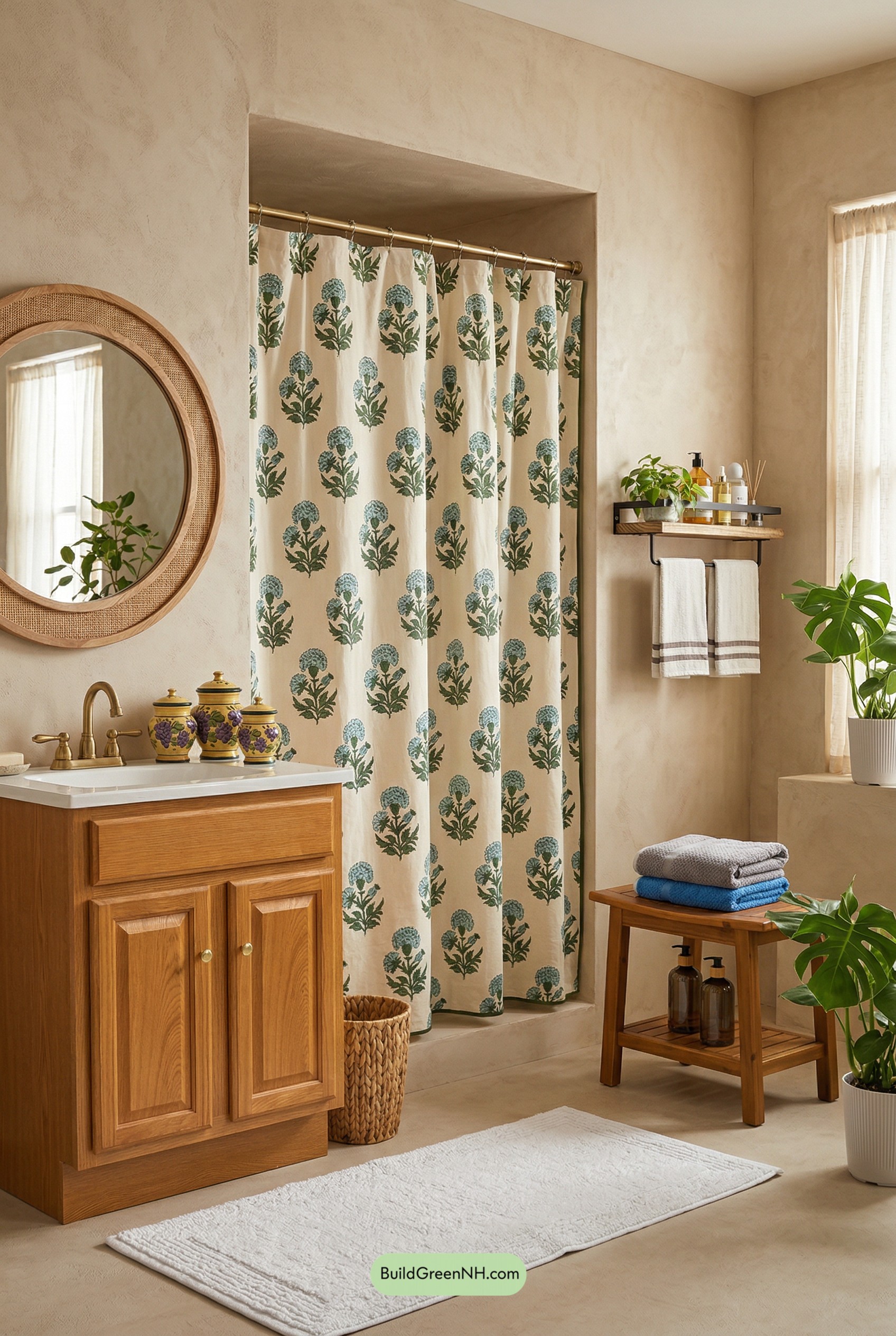 Block-Print Shower Curtain Boho Moment
