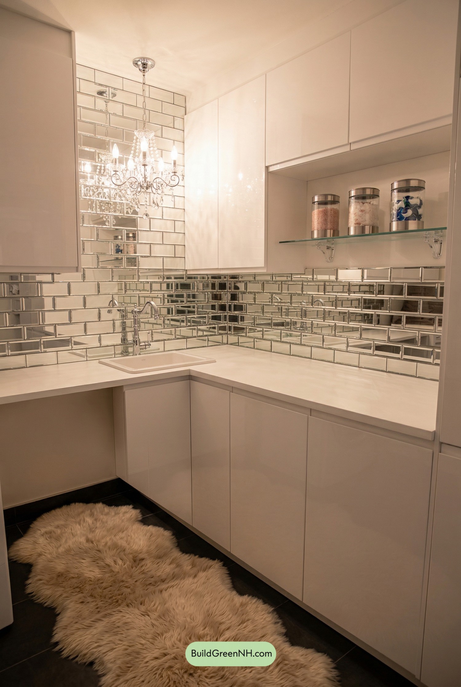 Chic Mirrored-Glow Laundry Nook