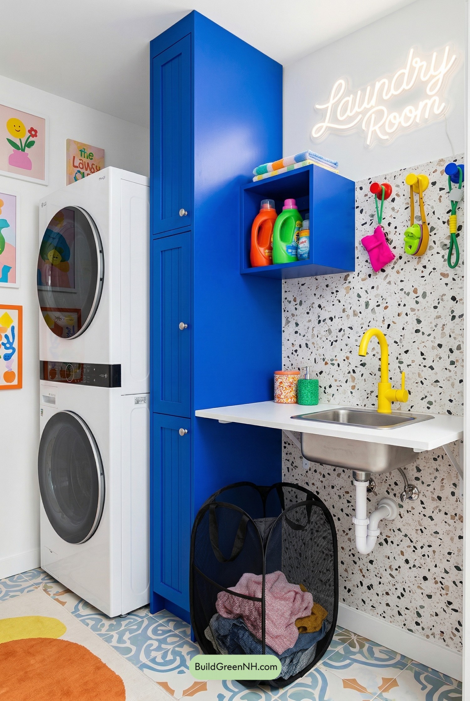 Cobalt Cabinet Pop Laundry Nook