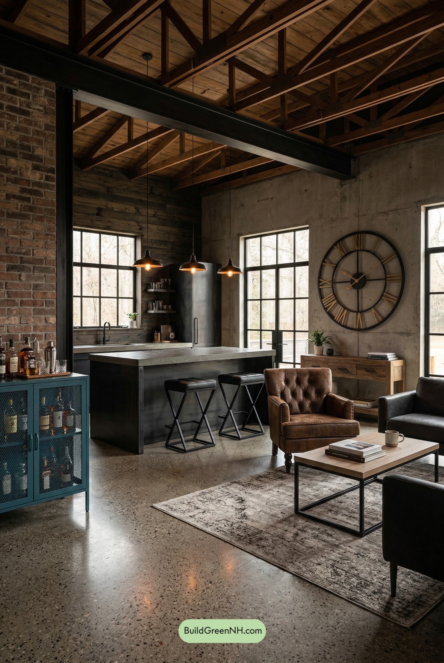 Steel-and-Wood Barndo Great Room Mood
