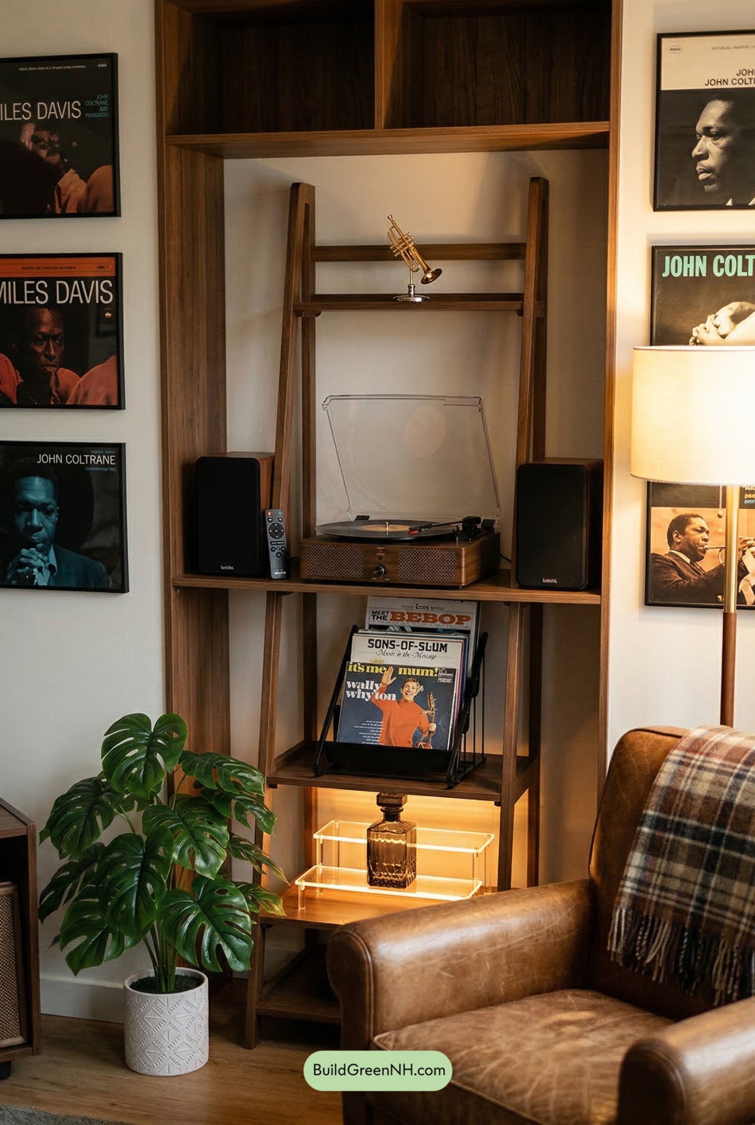 Mid-Century Vinyl Shelf Listening Nook
