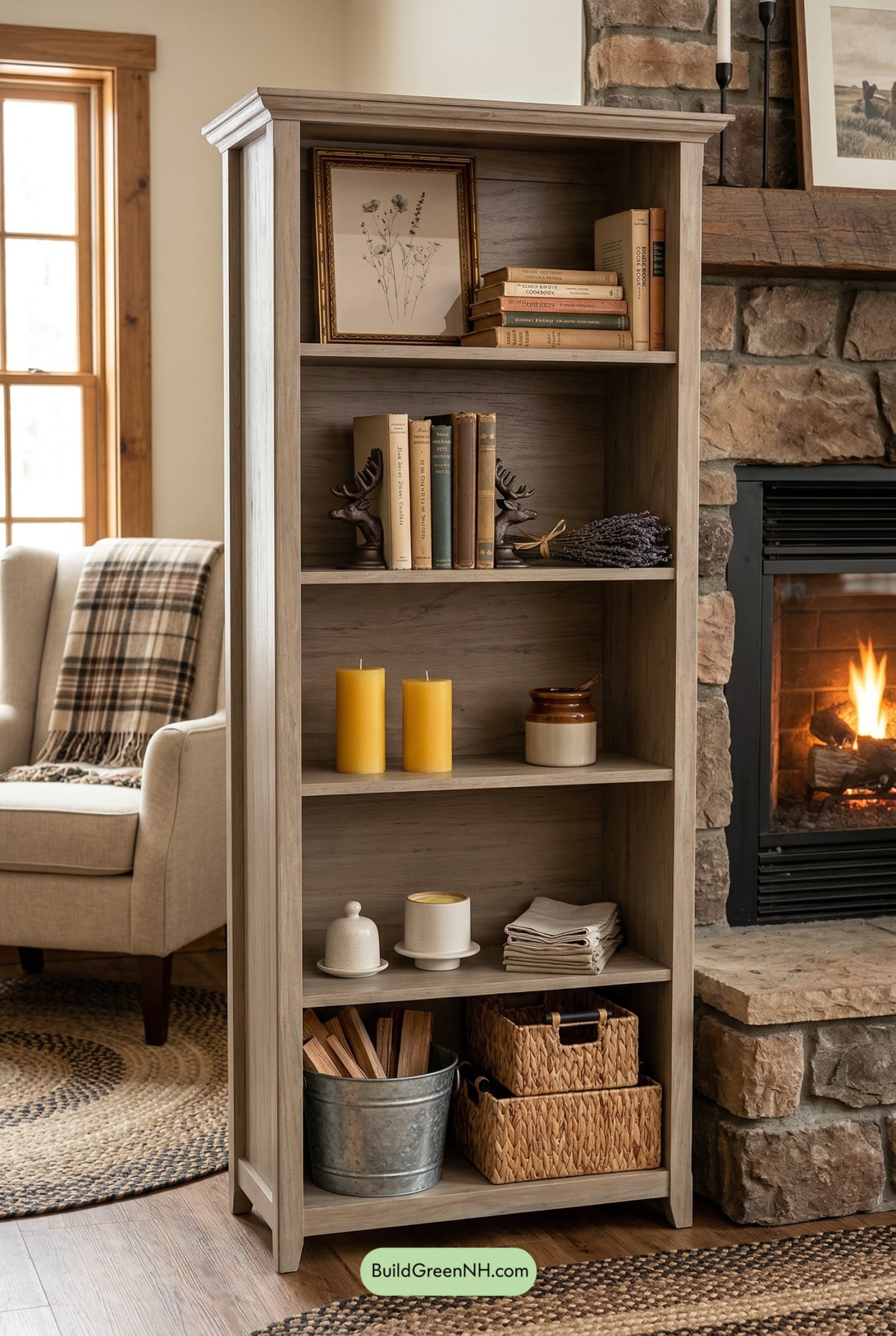 Hearthside Farmhouse Bookshelf Styling