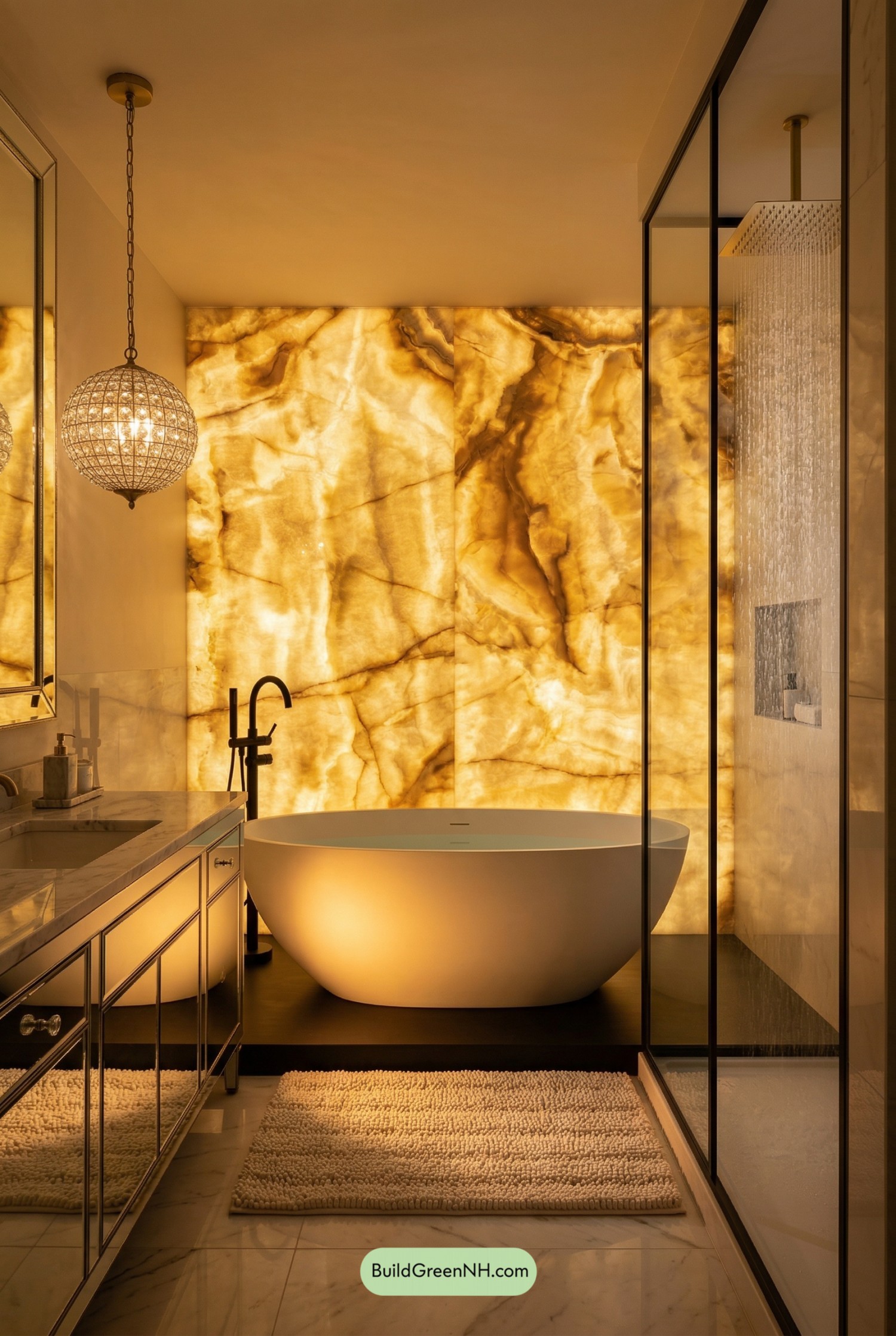Backlit Onyx Bath, Pure Golden Glow