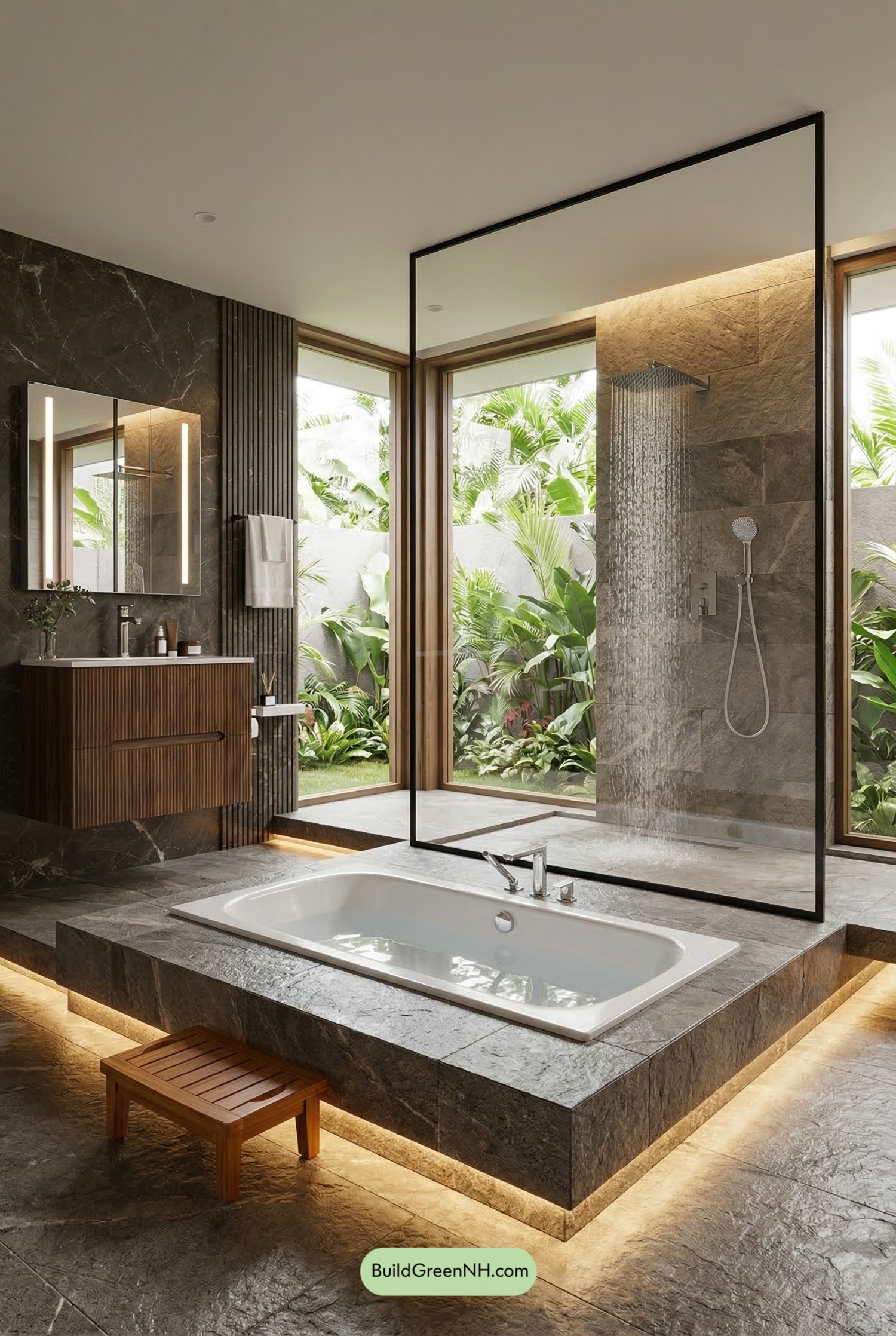 Sunken Spa Tub with LED Halo