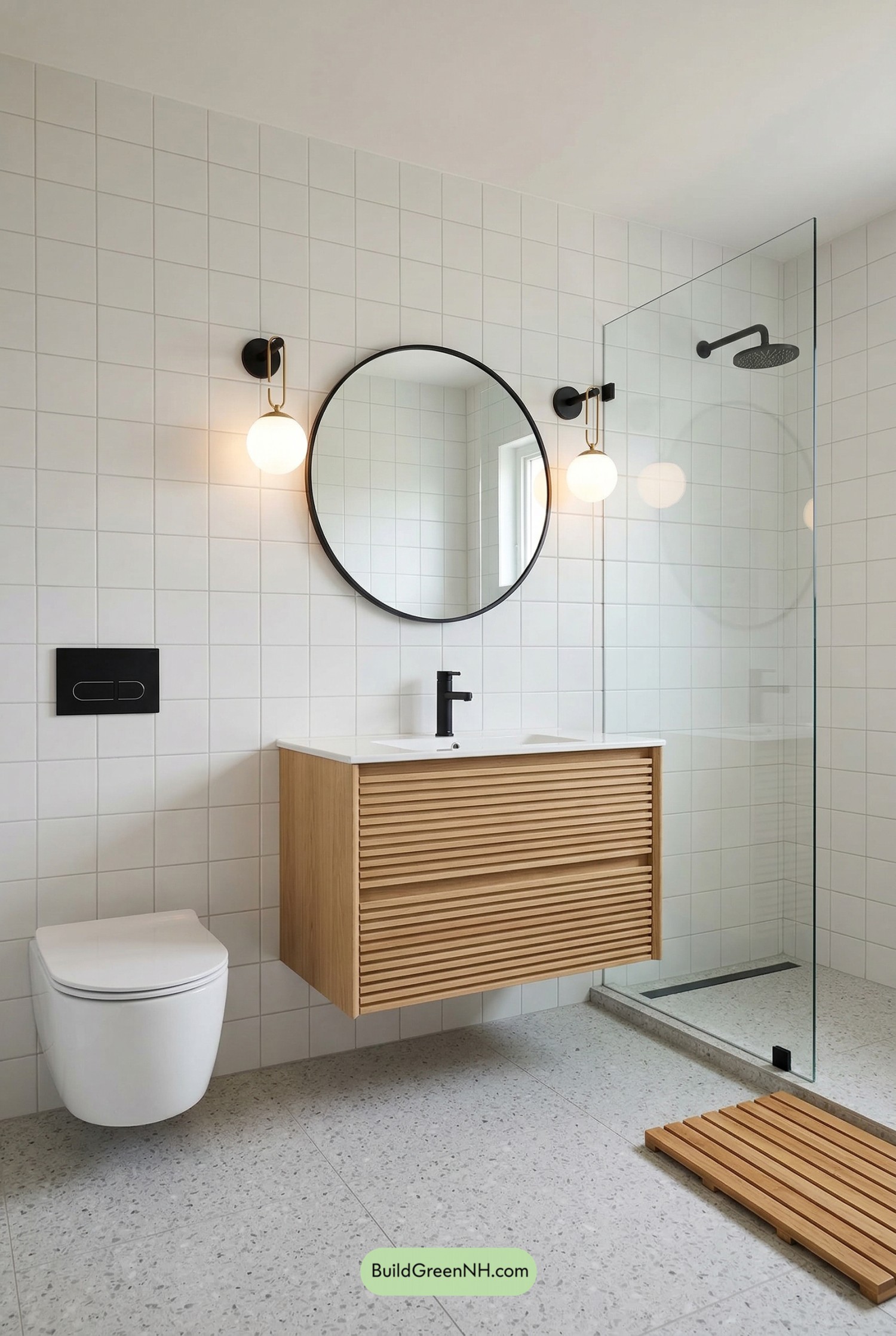 Blond Oak and White Tile Serenity