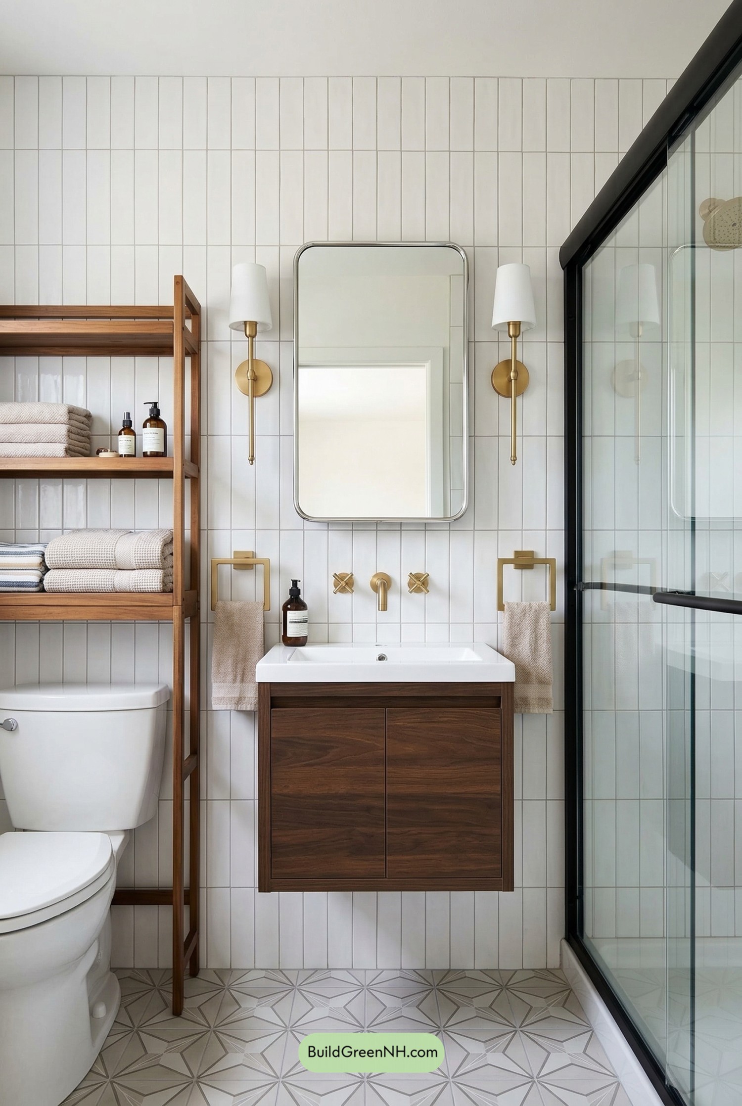 Mid-Century Geometry, Floating Vanity Style