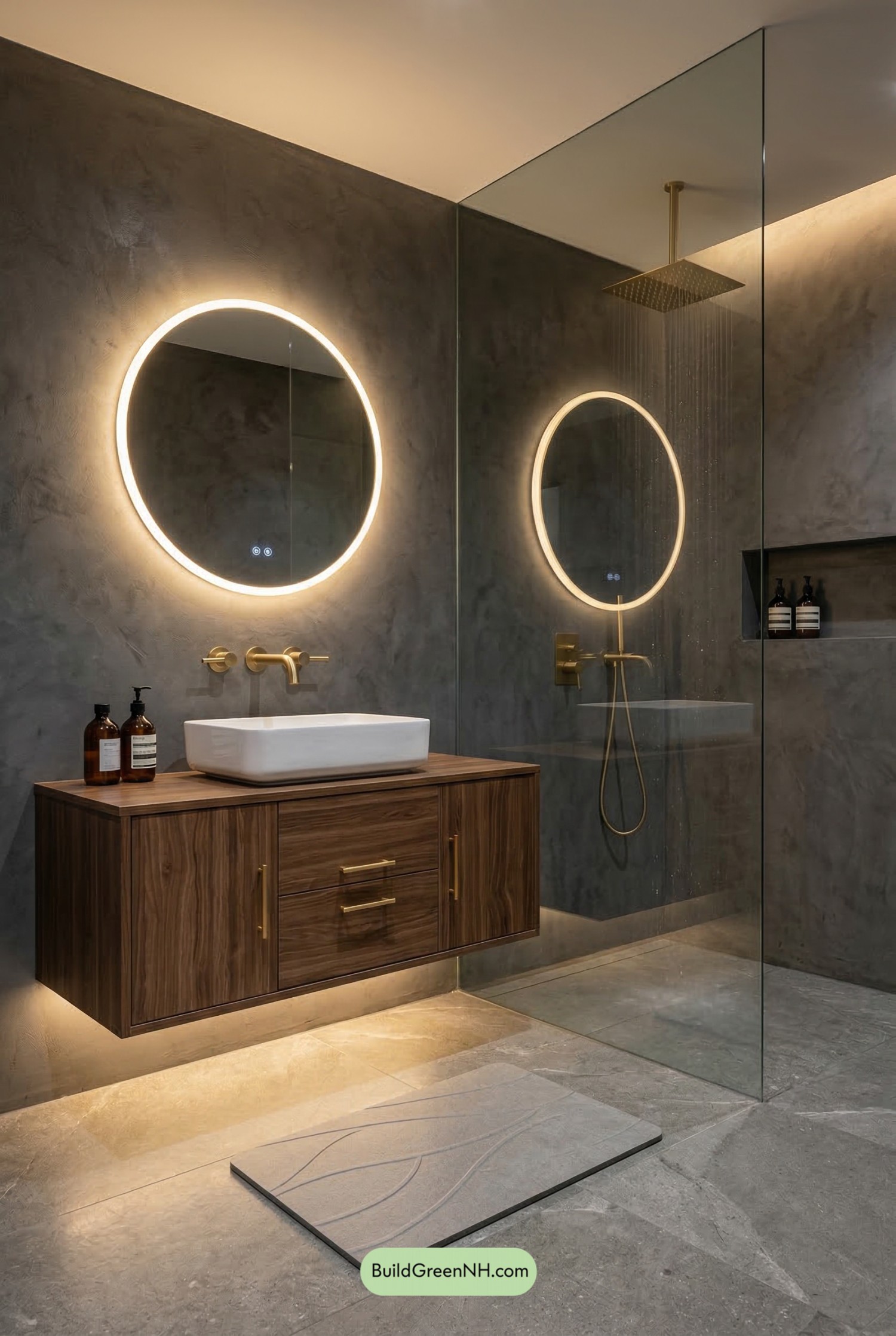 Charcoal Spa Bathroom with Halo Mirrors