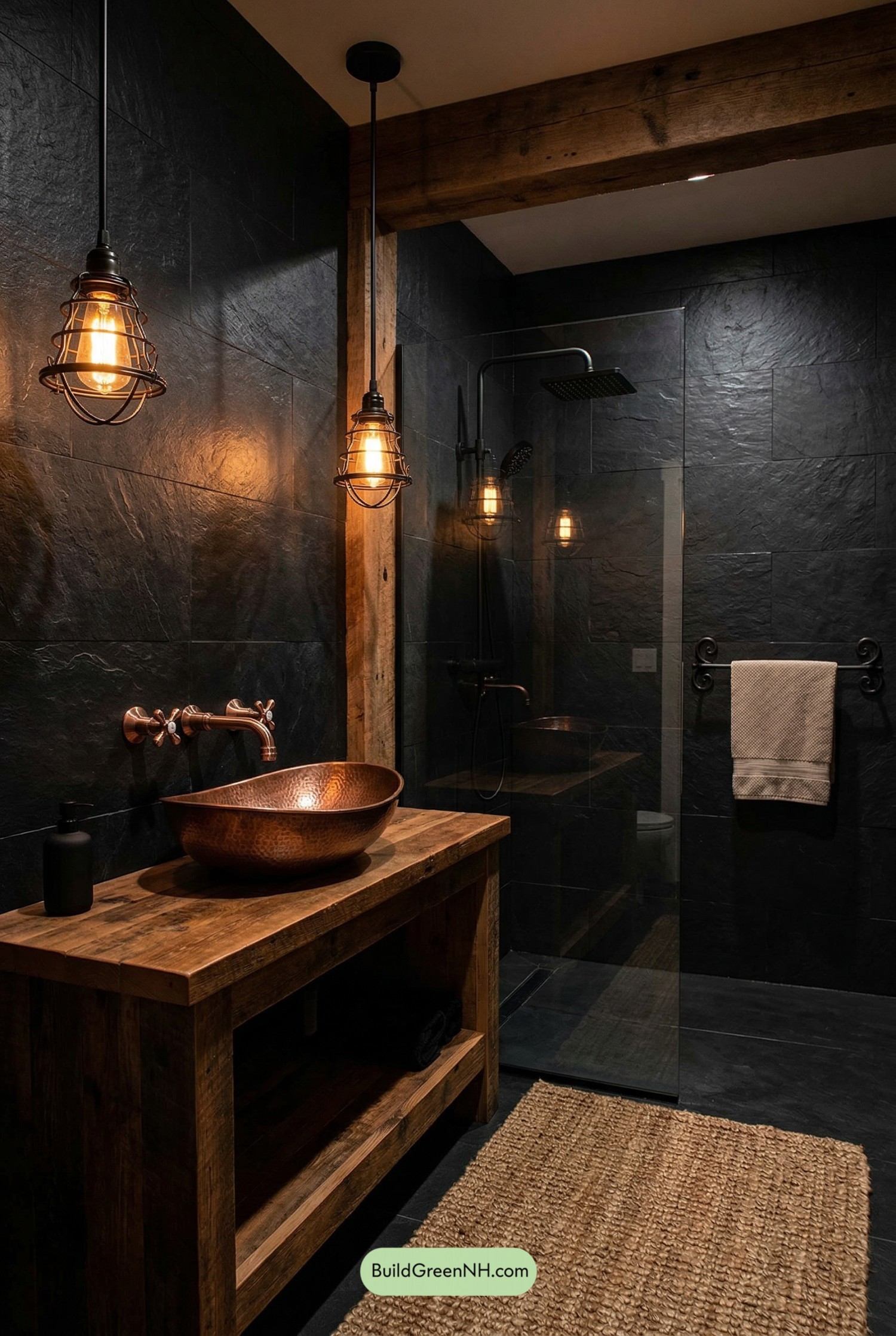 Slate Shadows, Copper Glow Bathroom