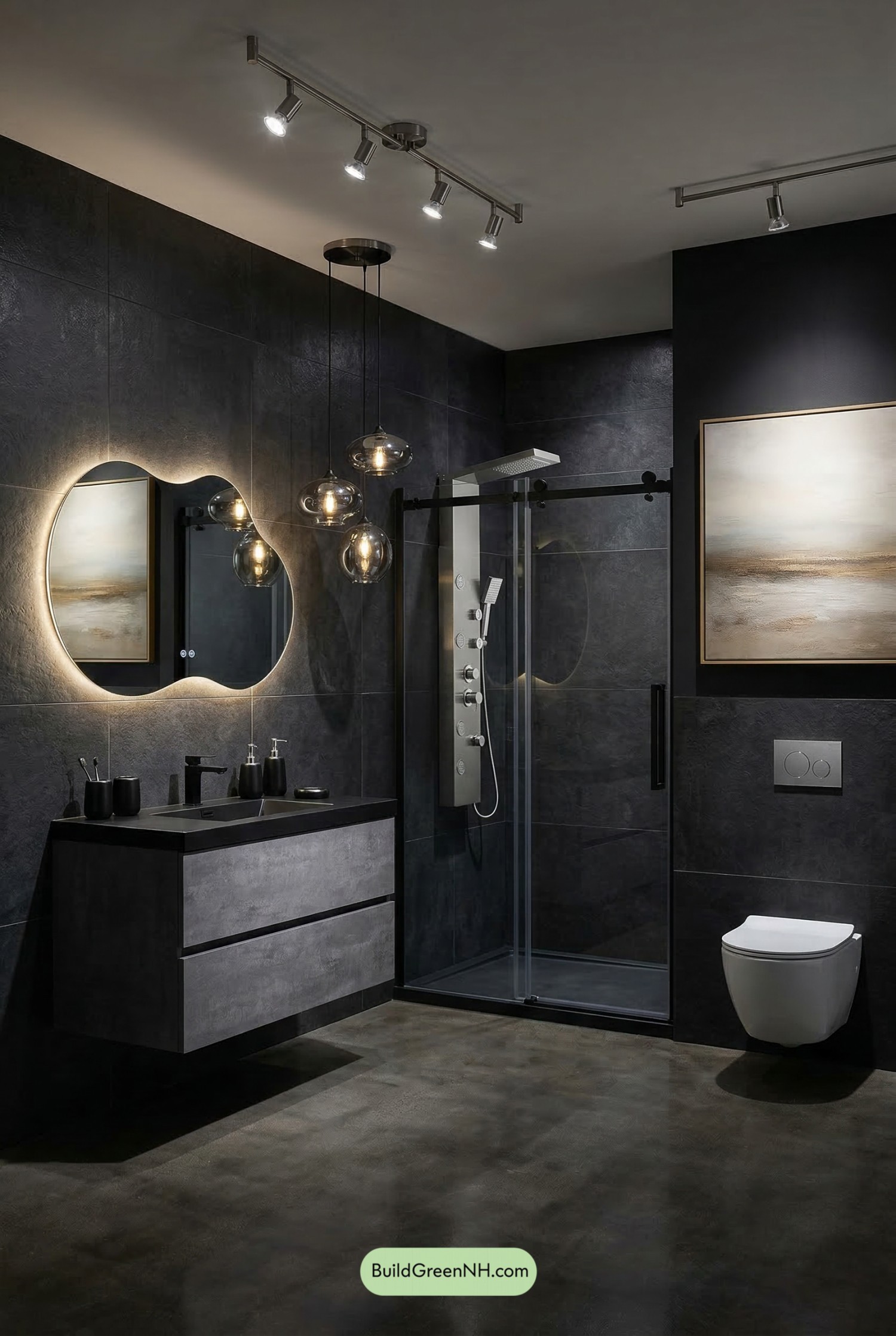 Noir Gallery Bathroom With Spotlight Drama