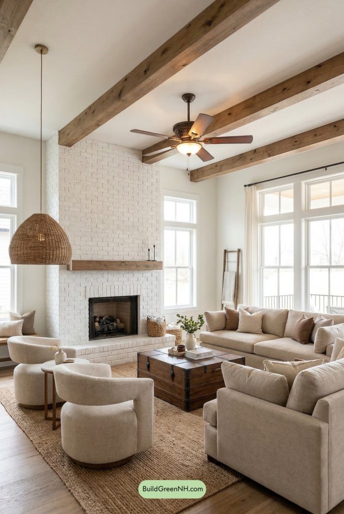 Bronze Ceiling Fan Under Rustic Beams