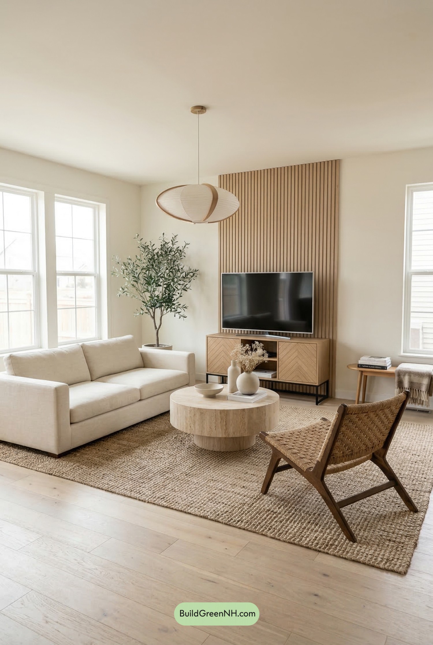 Greek Villa Japandi Living Room