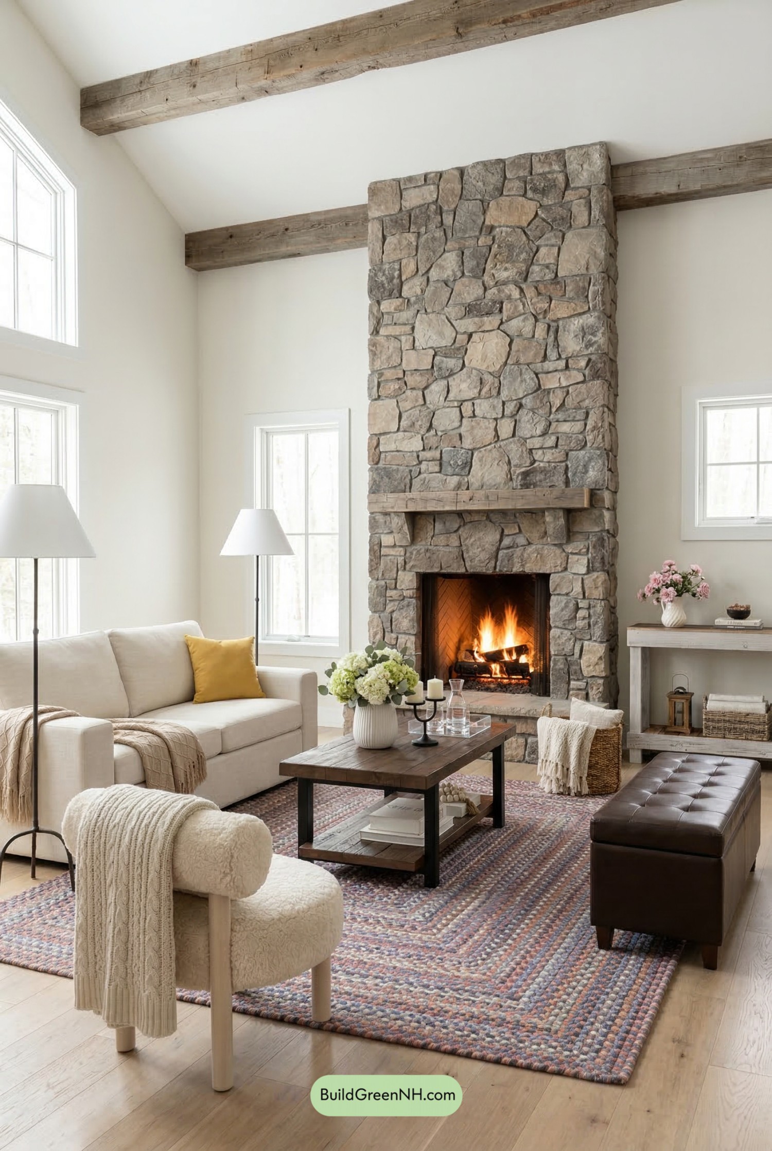 Greek Villa Rustic Lodge Living Room