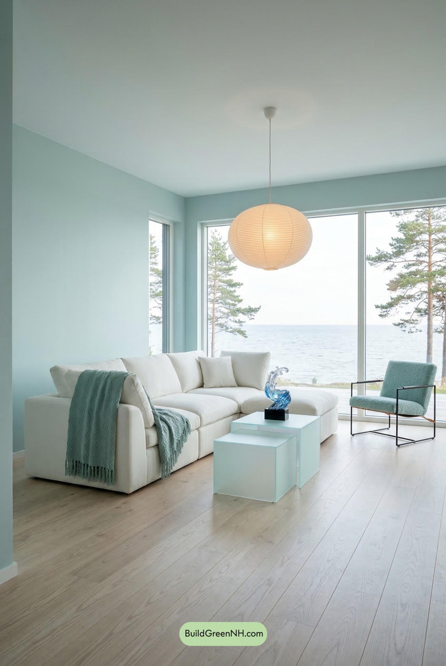 Scandinavian Living Room in Ocean Hues