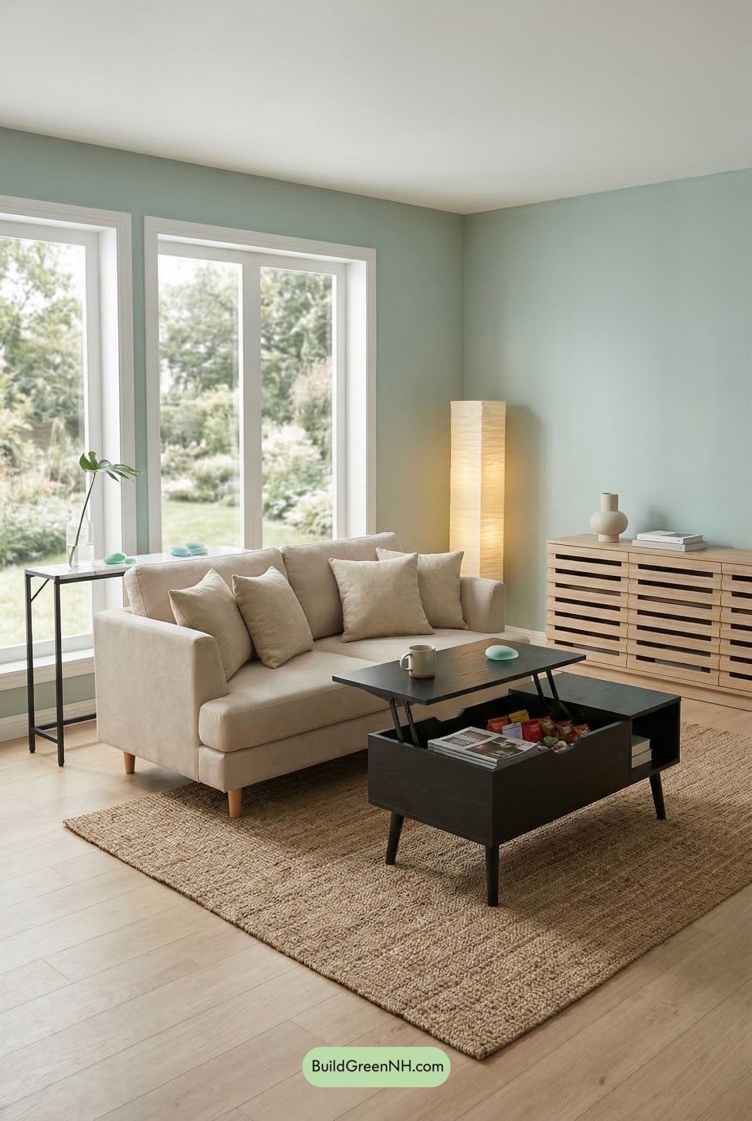 Sea Glass Japandi Living Room