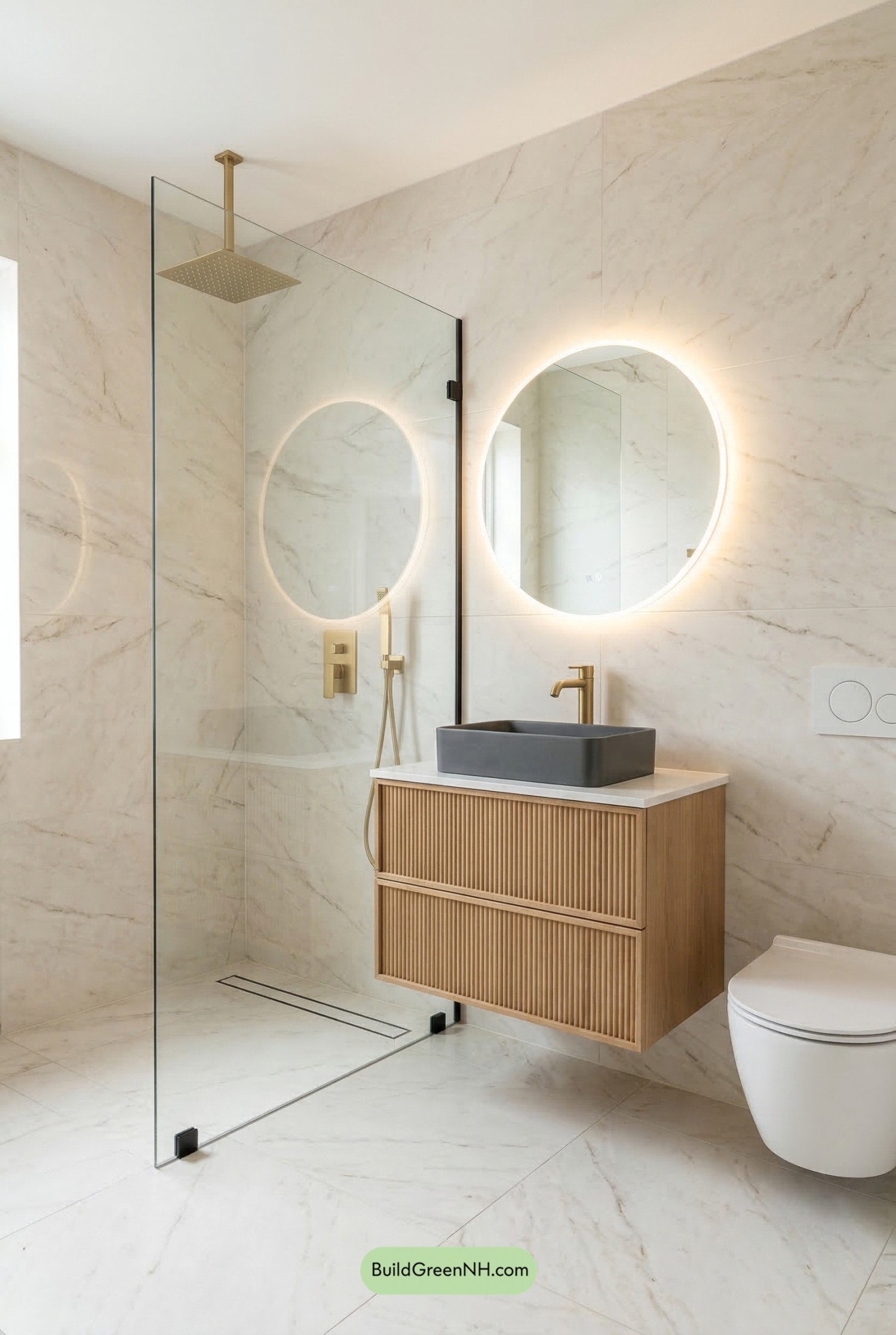 Ivory Marble Big-Tile Shower Retreat