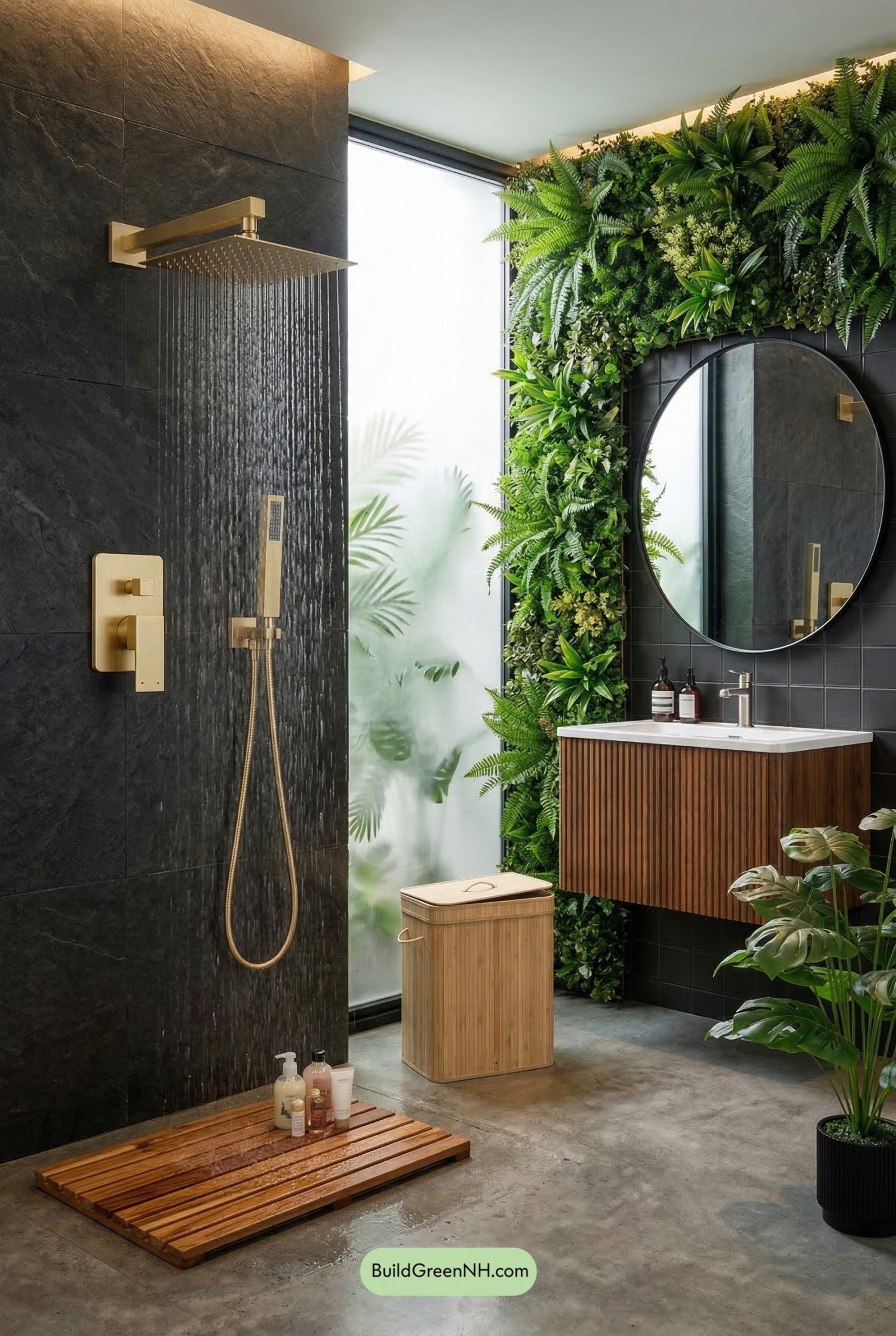 Basalt Shower with Tropical Luxe