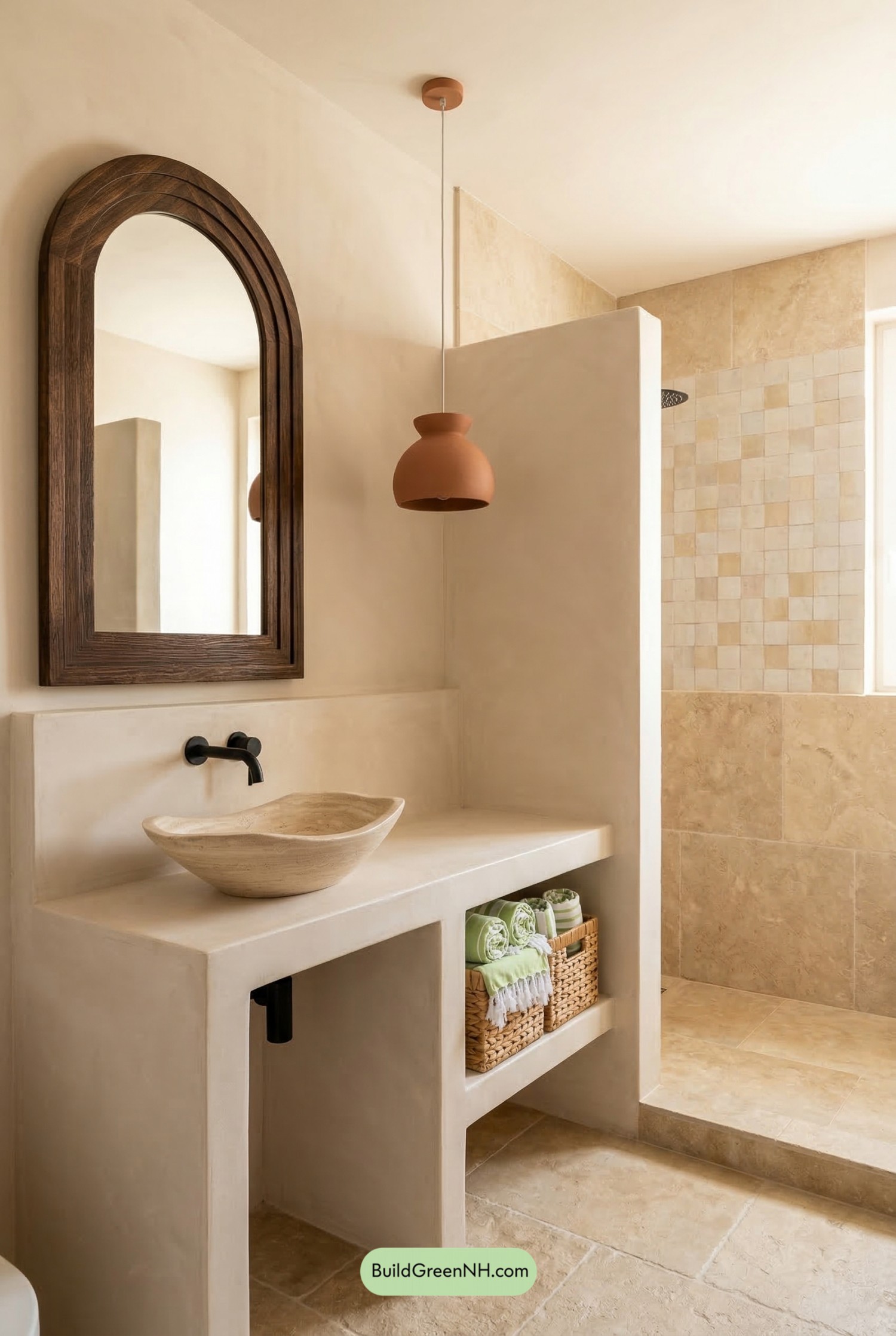 Mediterranean Limestone Shower Retreat