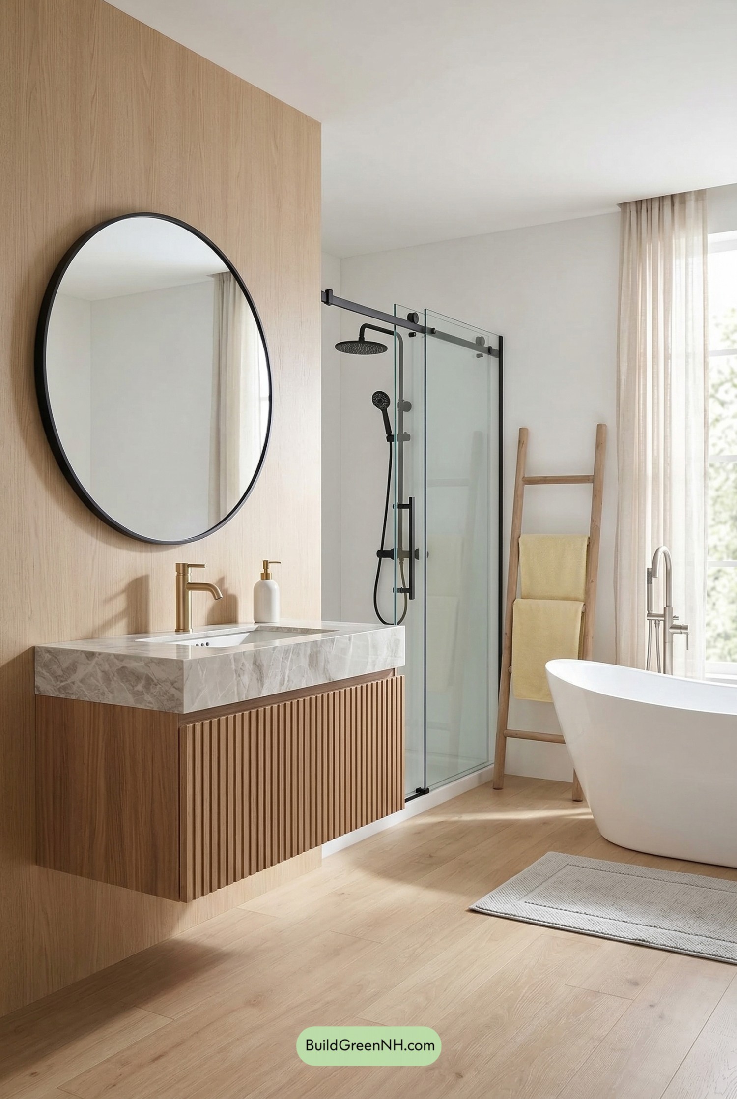 Airy Oak-and-White Scandi Spa