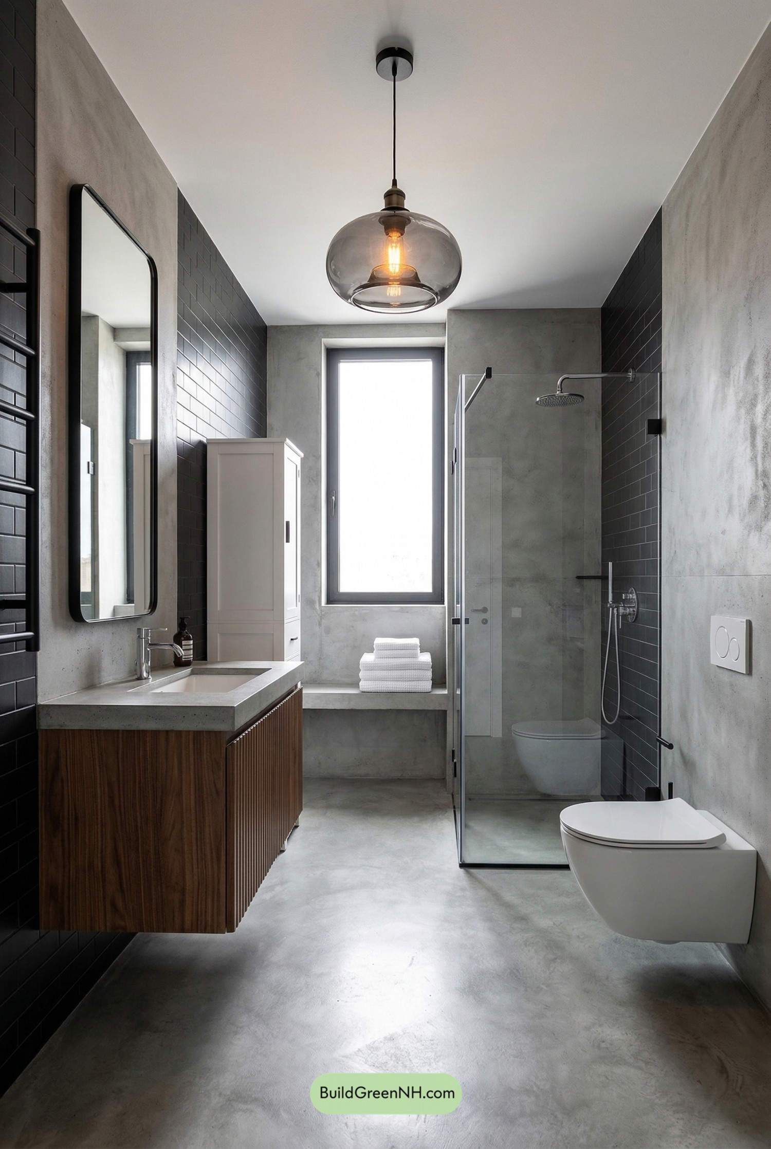 Black-Accent Scandi Loft Bath