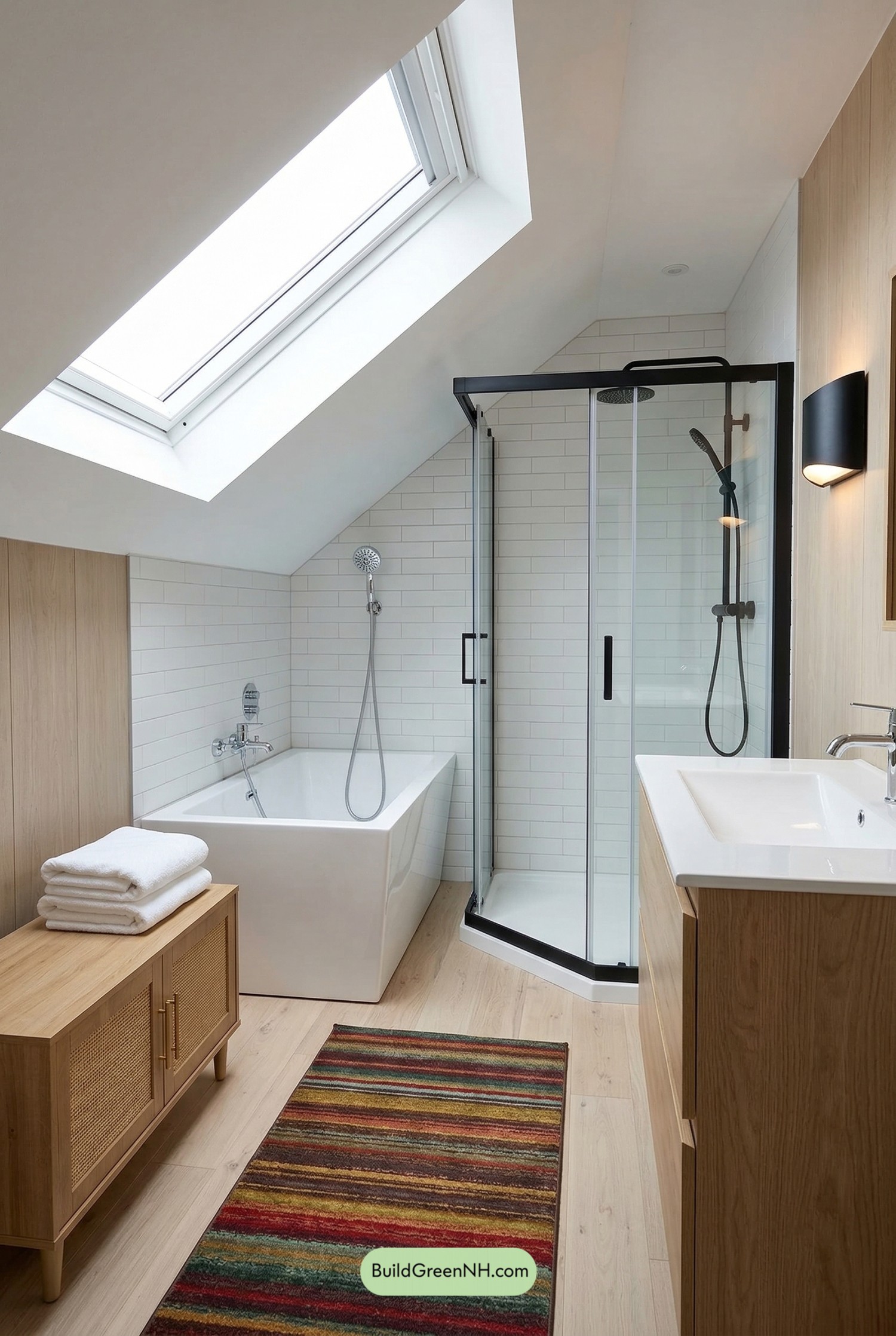 Skylit Scandi Attic Bathroom