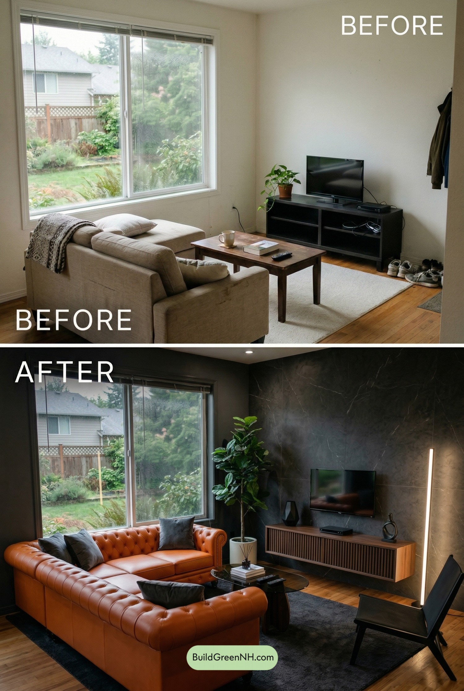 Moody Orange Couch Living Room