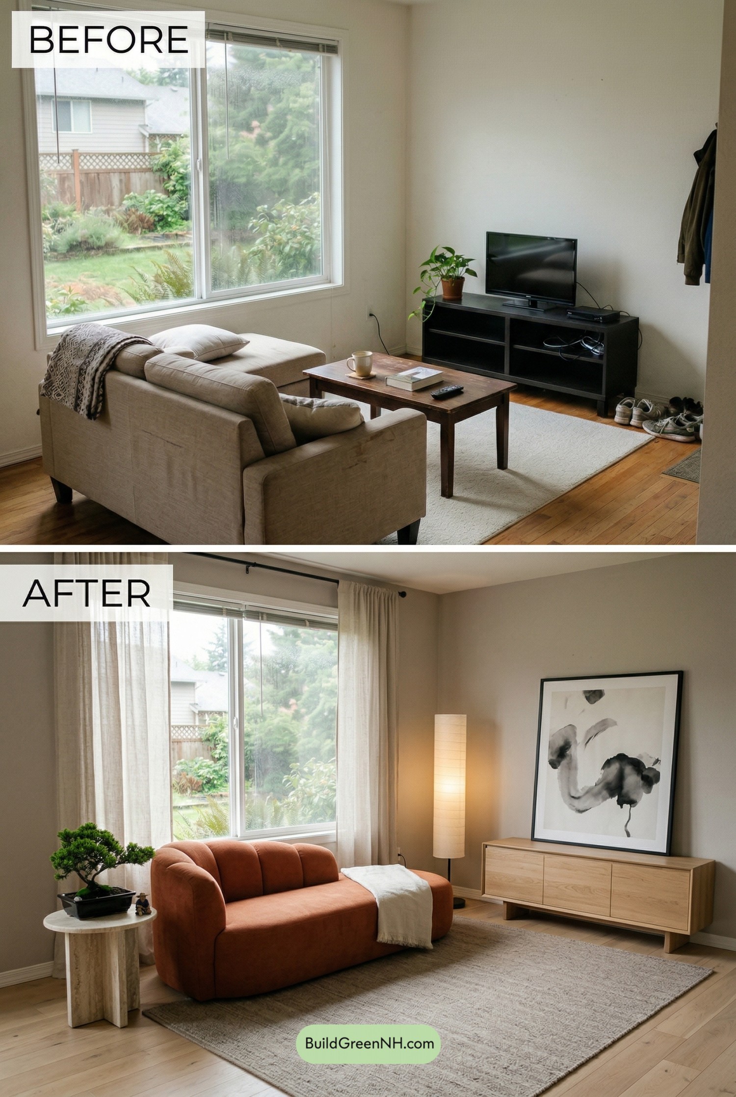 Orange Couch Japandi Makeover