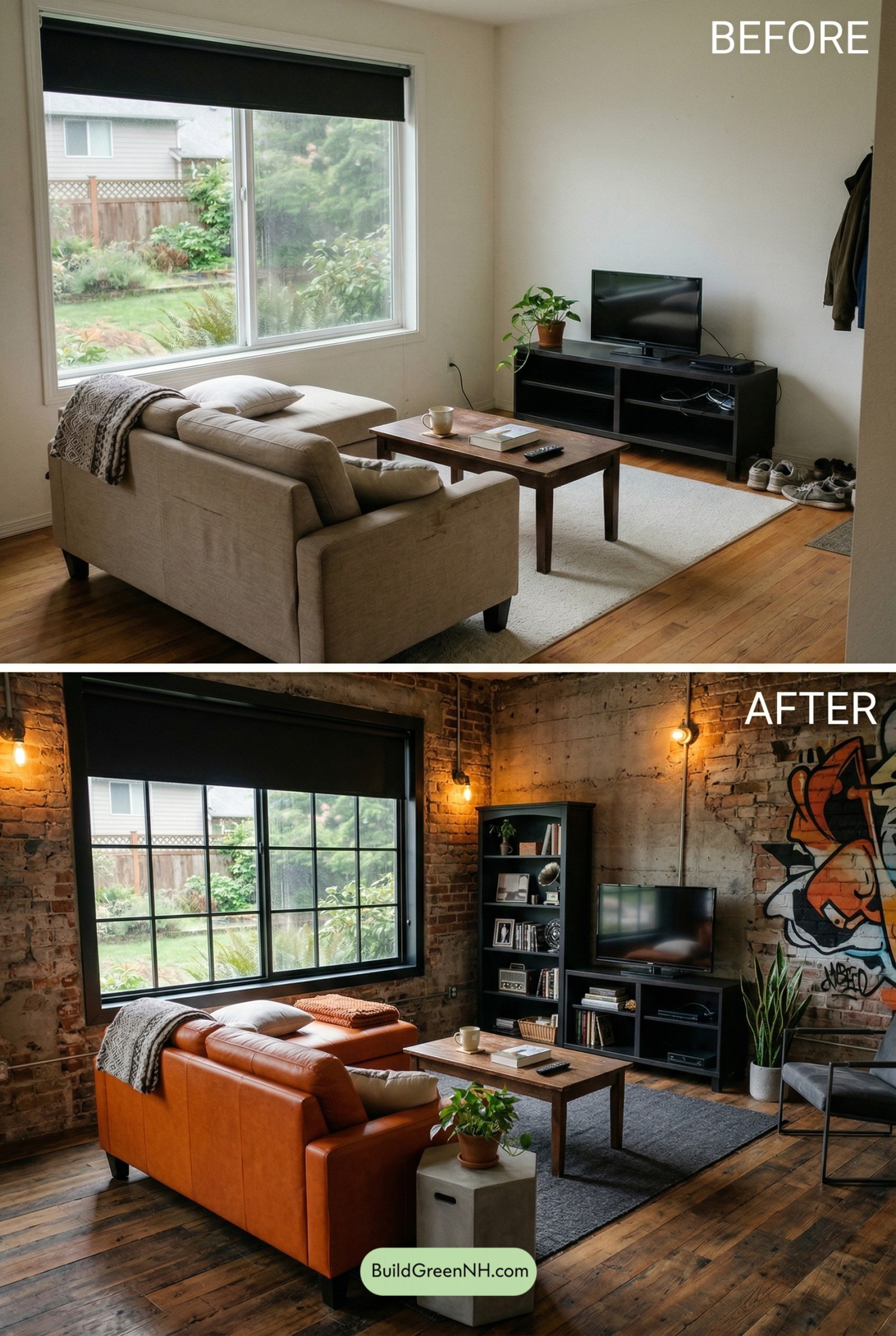 Orange Couch Industrial Loft Refresh