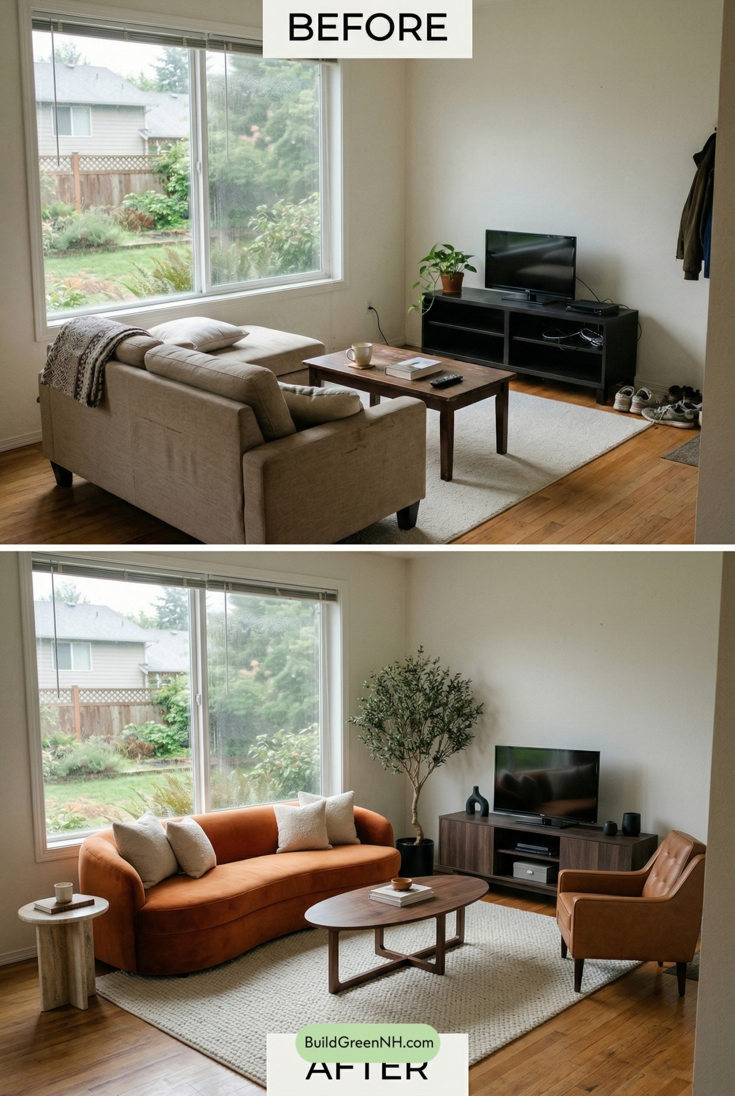 Orange Couch Living Room Makeover