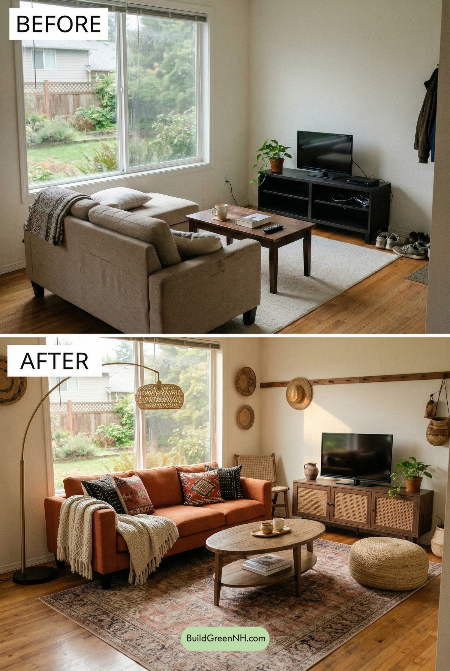 Sunbaked Boho Orange Couch Living Room