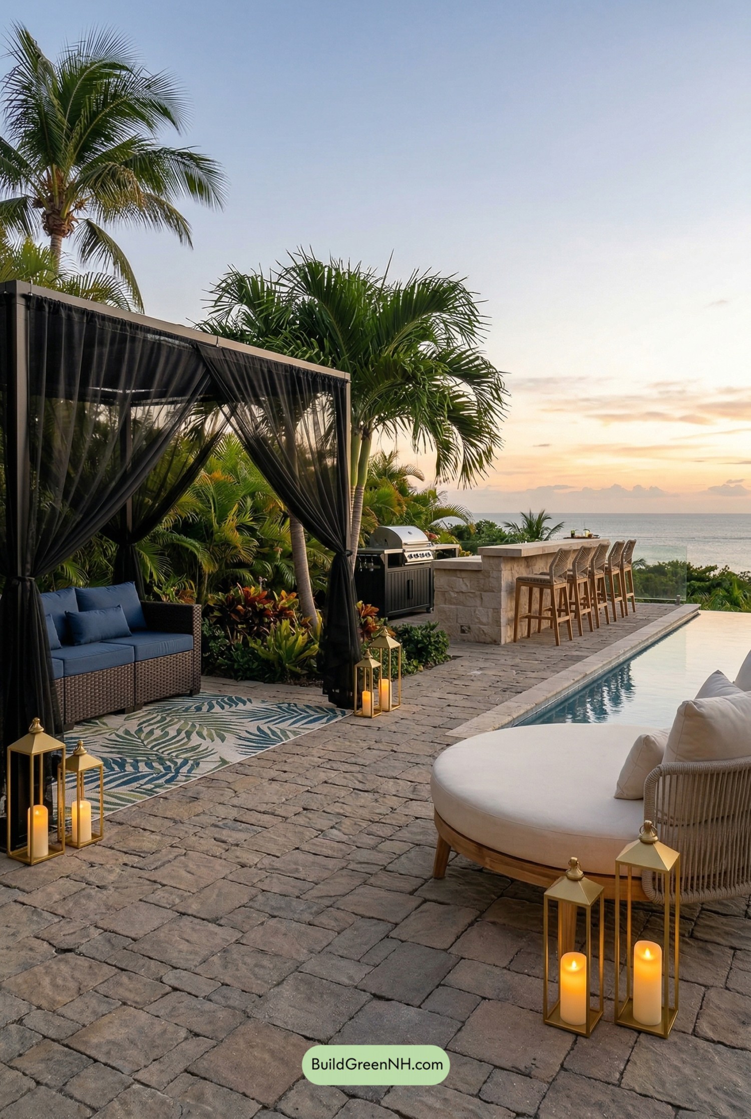 Tropical Gazebo Lounge by the Pool