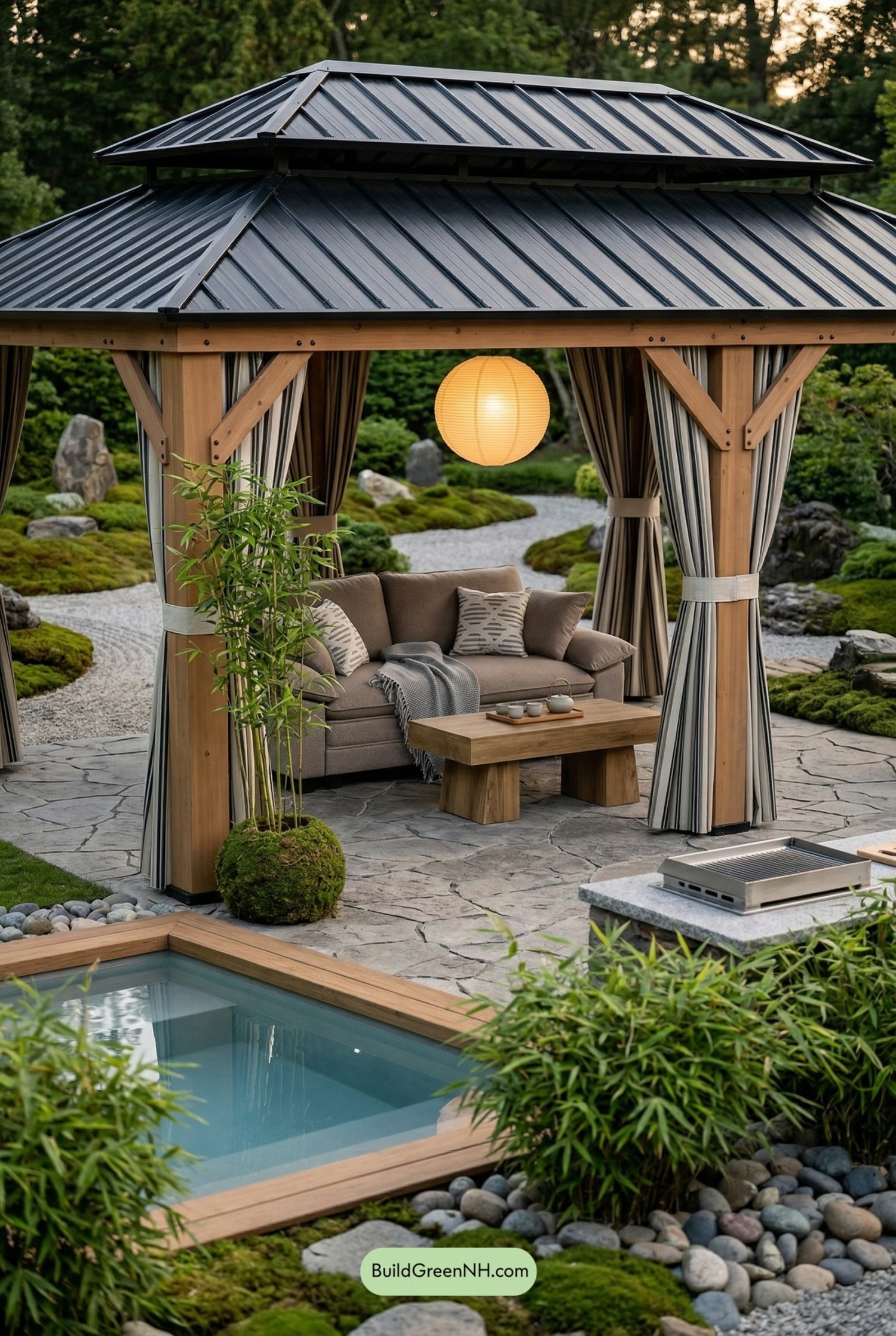 Japandi Gazebo Retreat by the Plunge Pool