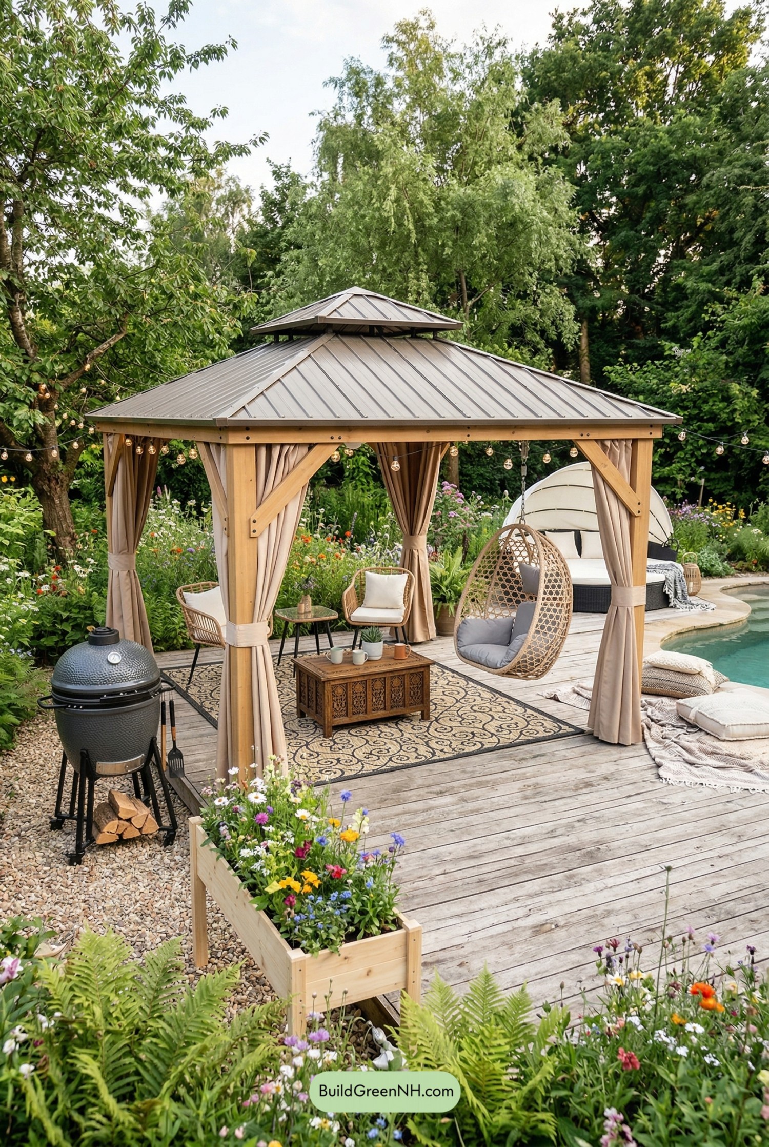 Boho Gazebo Poolside Living Zone