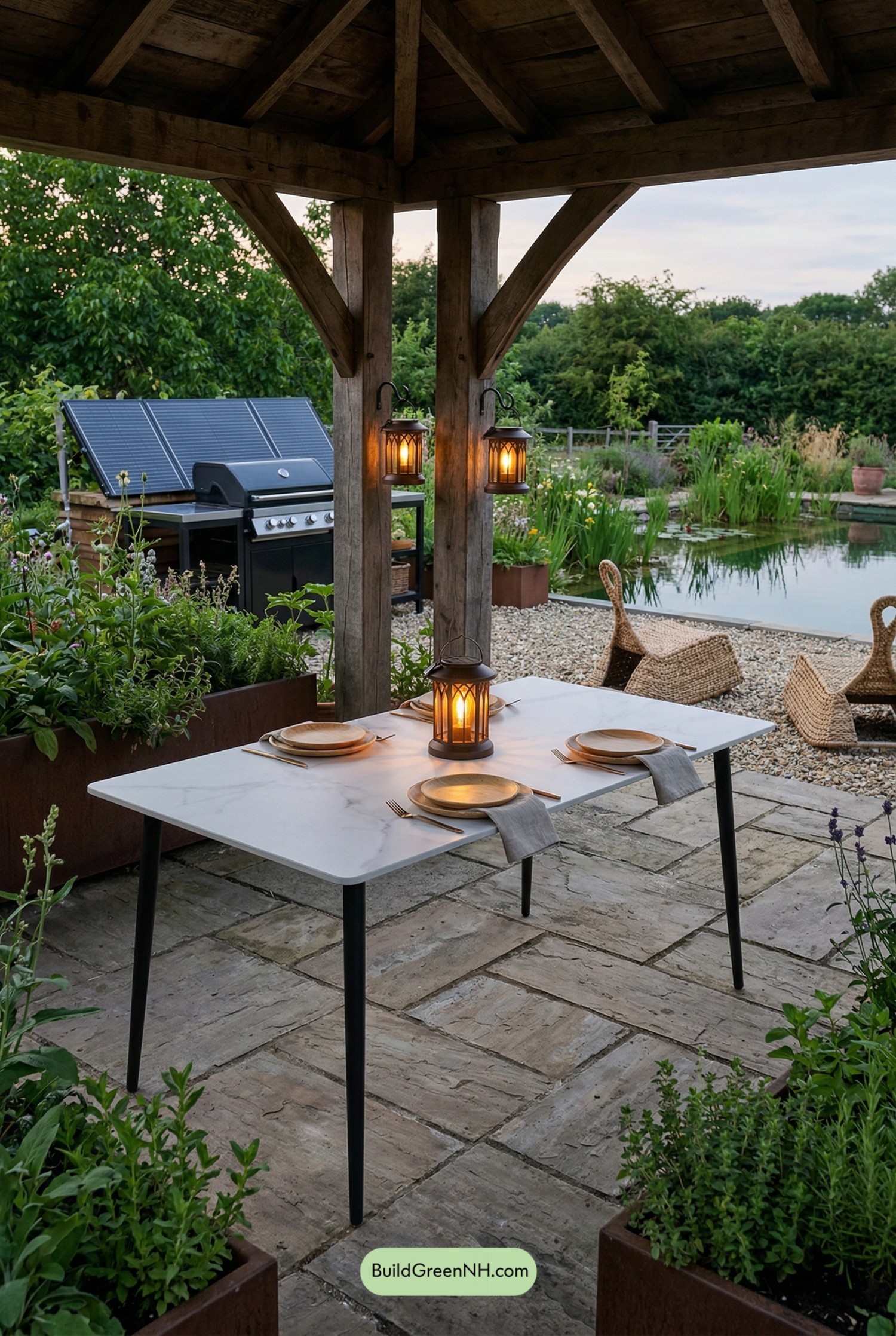 Gazebo-Centered Eco Garden Retreat