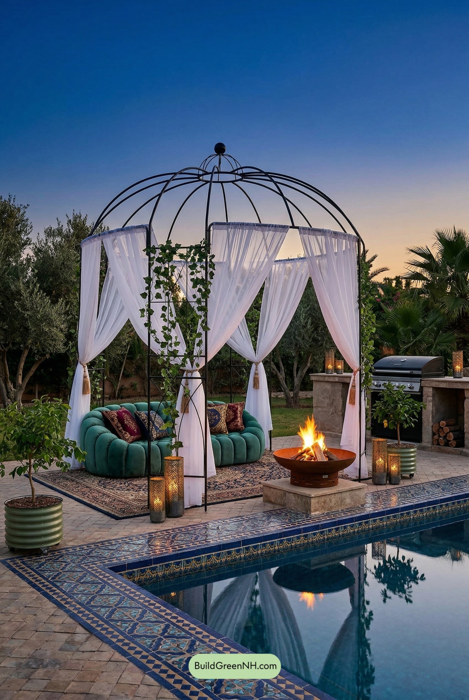 Moroccan Poolside Gazebo Retreat