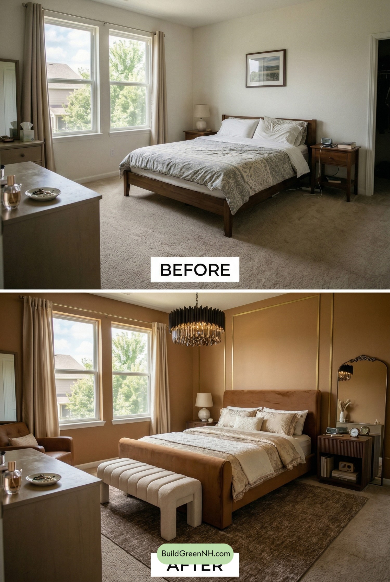 Caramel Art Deco Bedroom Glow