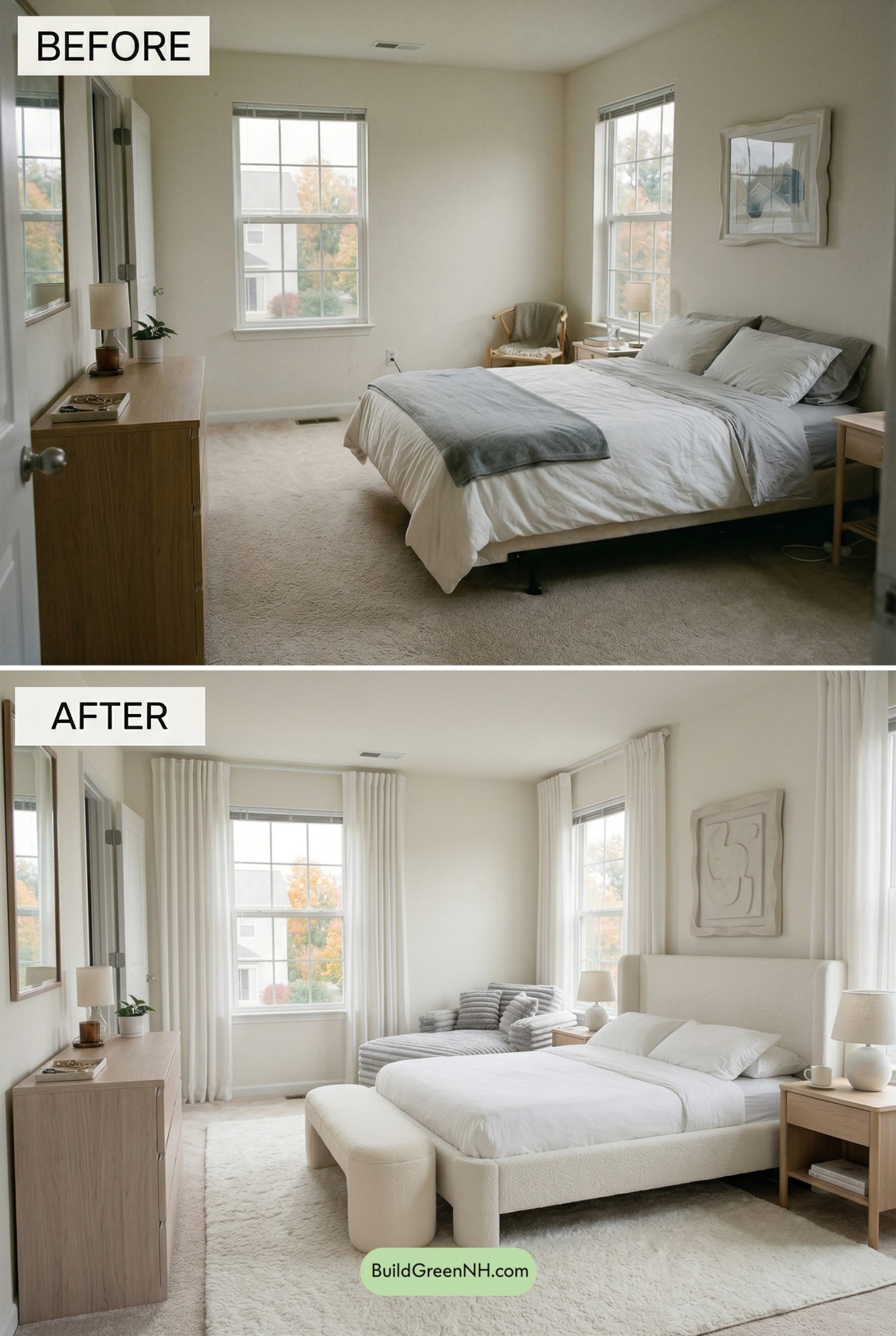 Winter White Sculptural Bedroom Retreat