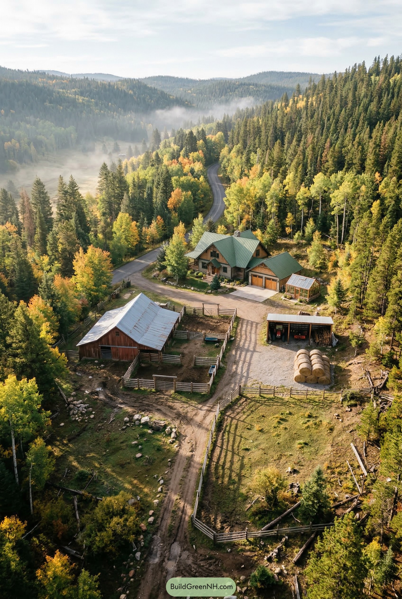 Mountain ranch with house barn and corrals