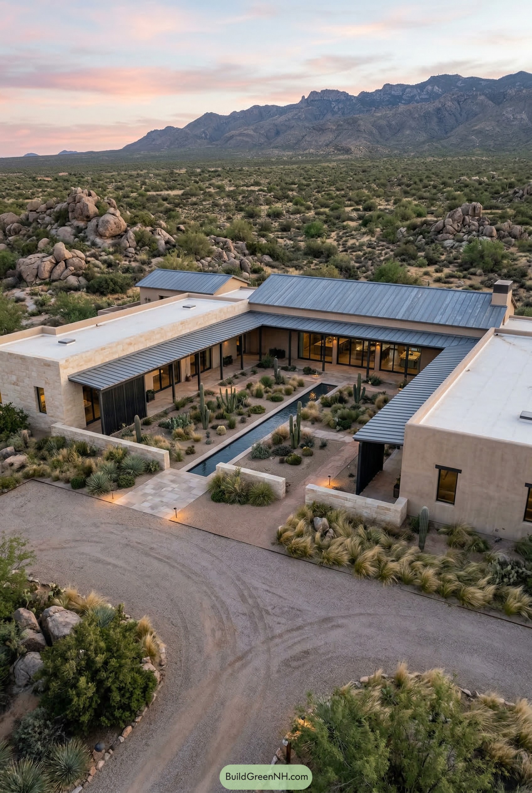 Modern desert ranch with central courtyard