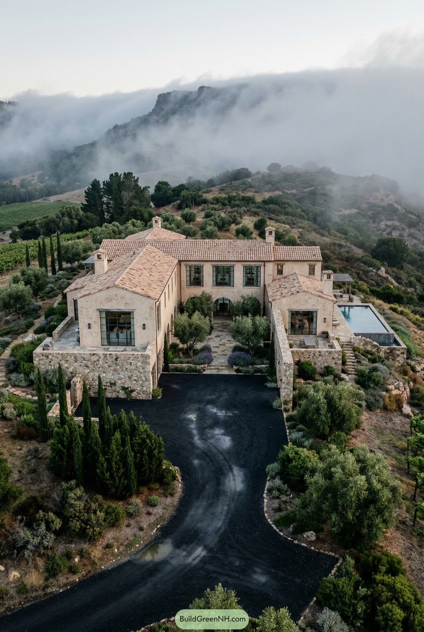 Tuscan hillside villa with courtyard and pool
