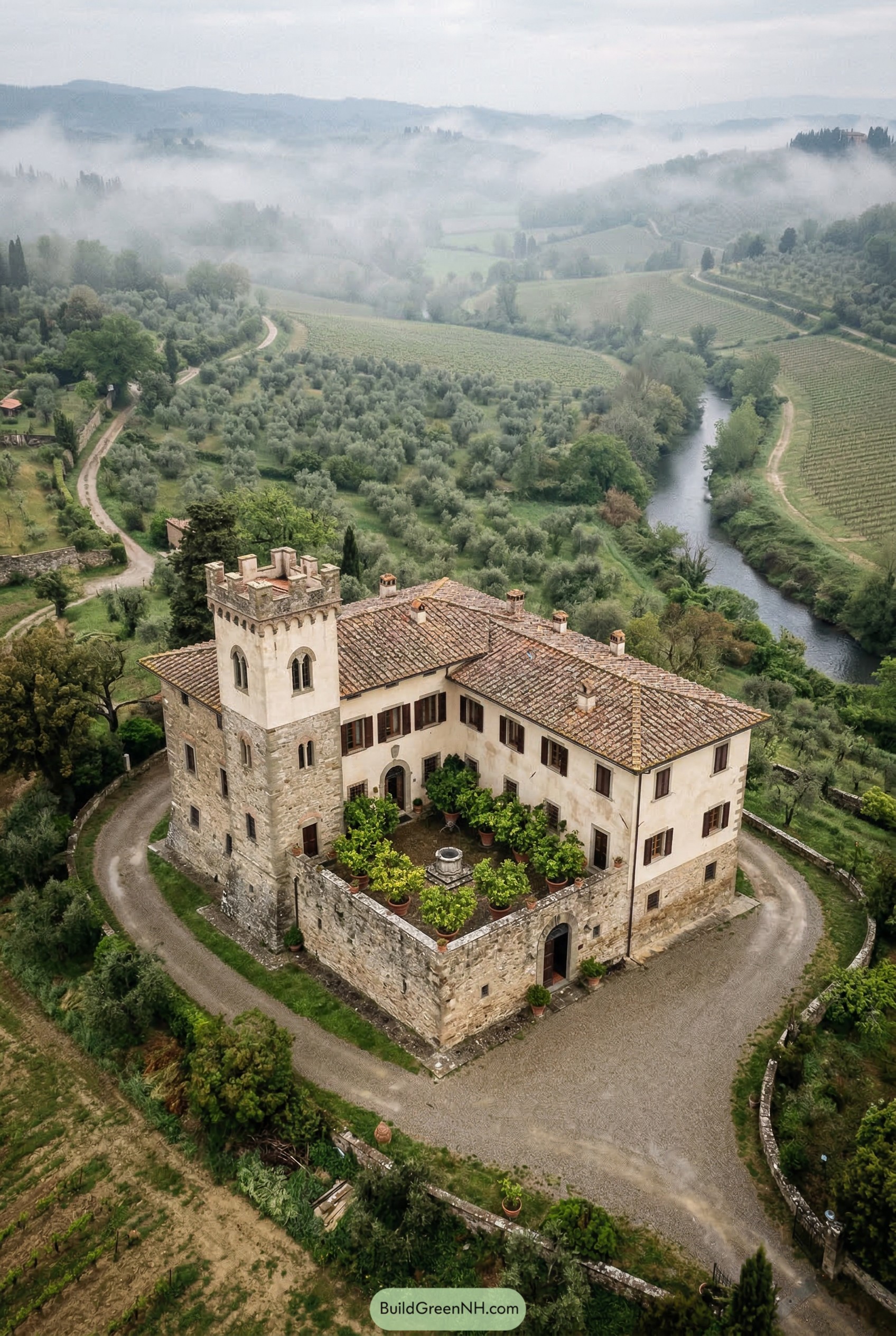 Fortified Tuscan manor with stone tower