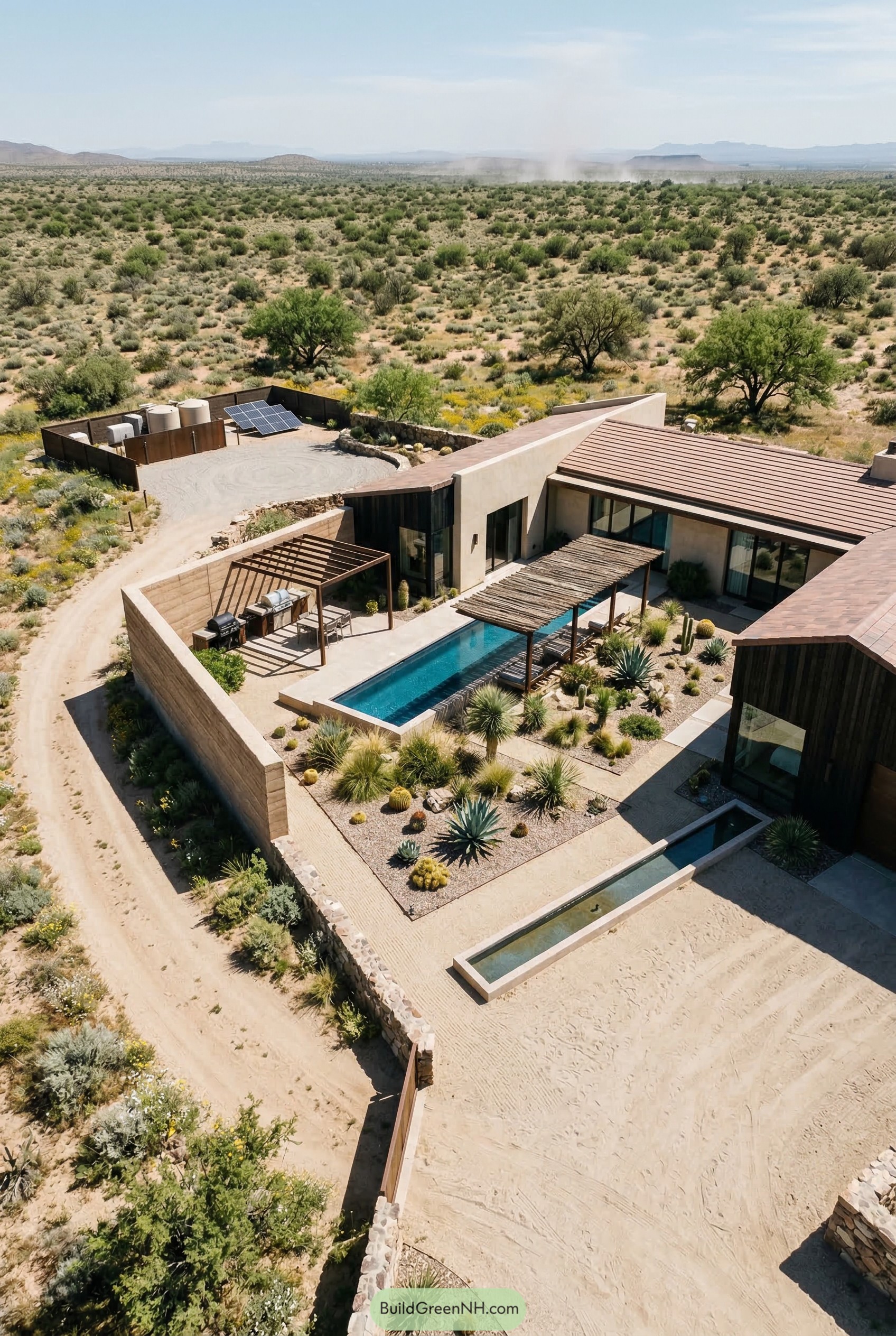 Modern desert villa with pool courtyard