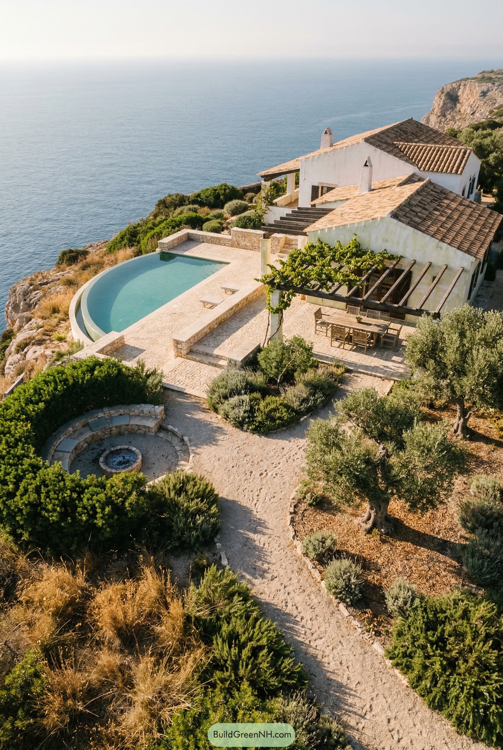 Cliffside villa with pool pergola and sea views